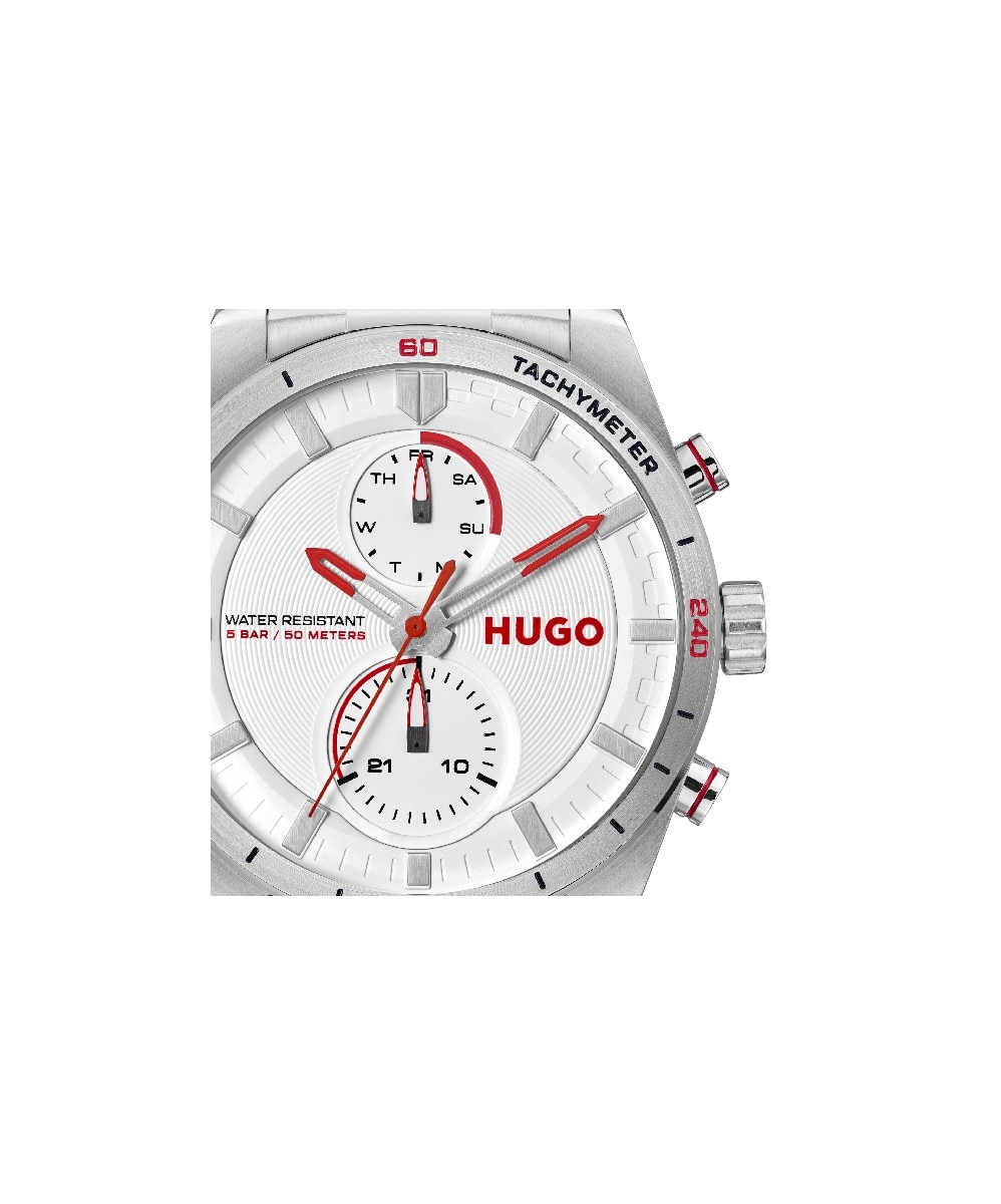 Relógio Multifunções #FAST - Aço Branco-4