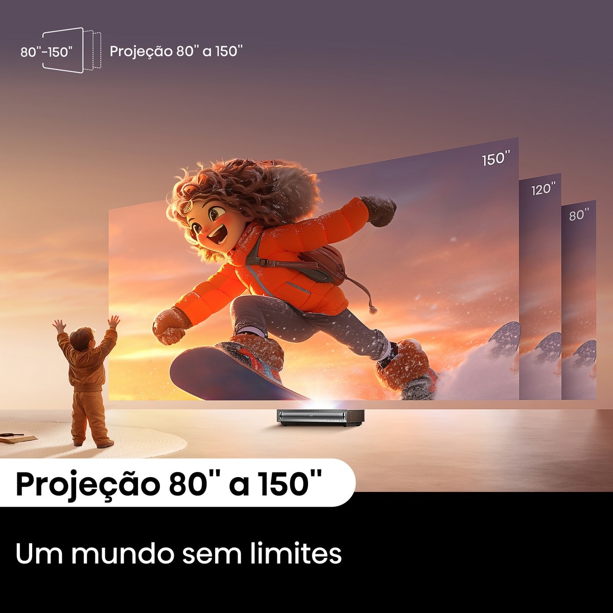 Projetor Cinema Laser 4K PX3-PRO de 80" a 150" 3
