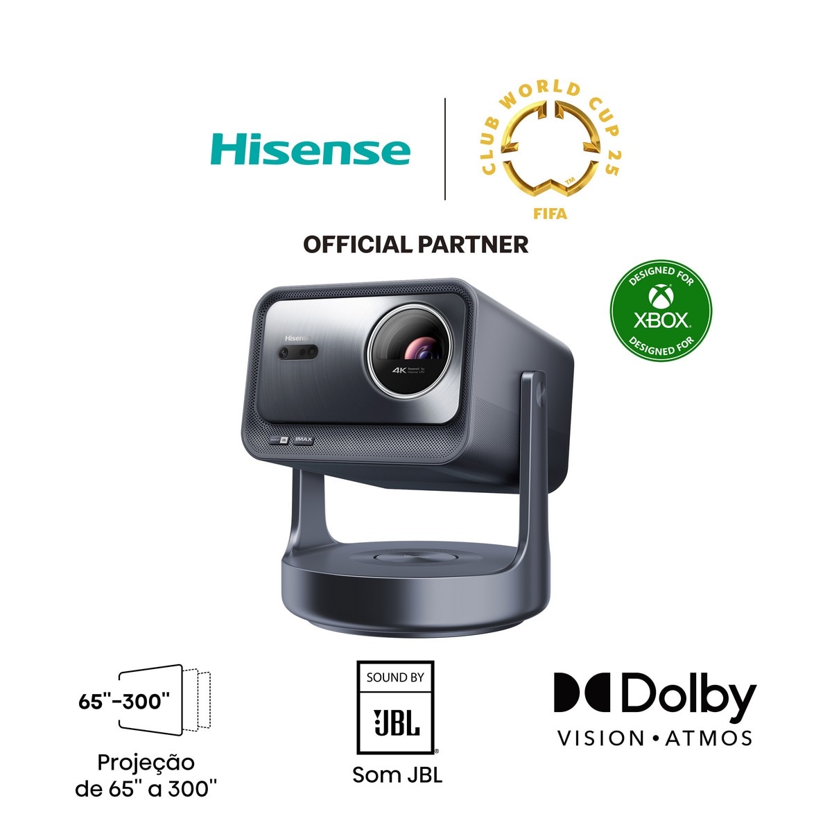 Imagem 0 de Mini Projetor Laser Hisense C2-ULTRA, UHD 4K, 65" a 300", Dolby Vision, Full HDR, Fonte Laser Trichroma, Concebido para XBOX