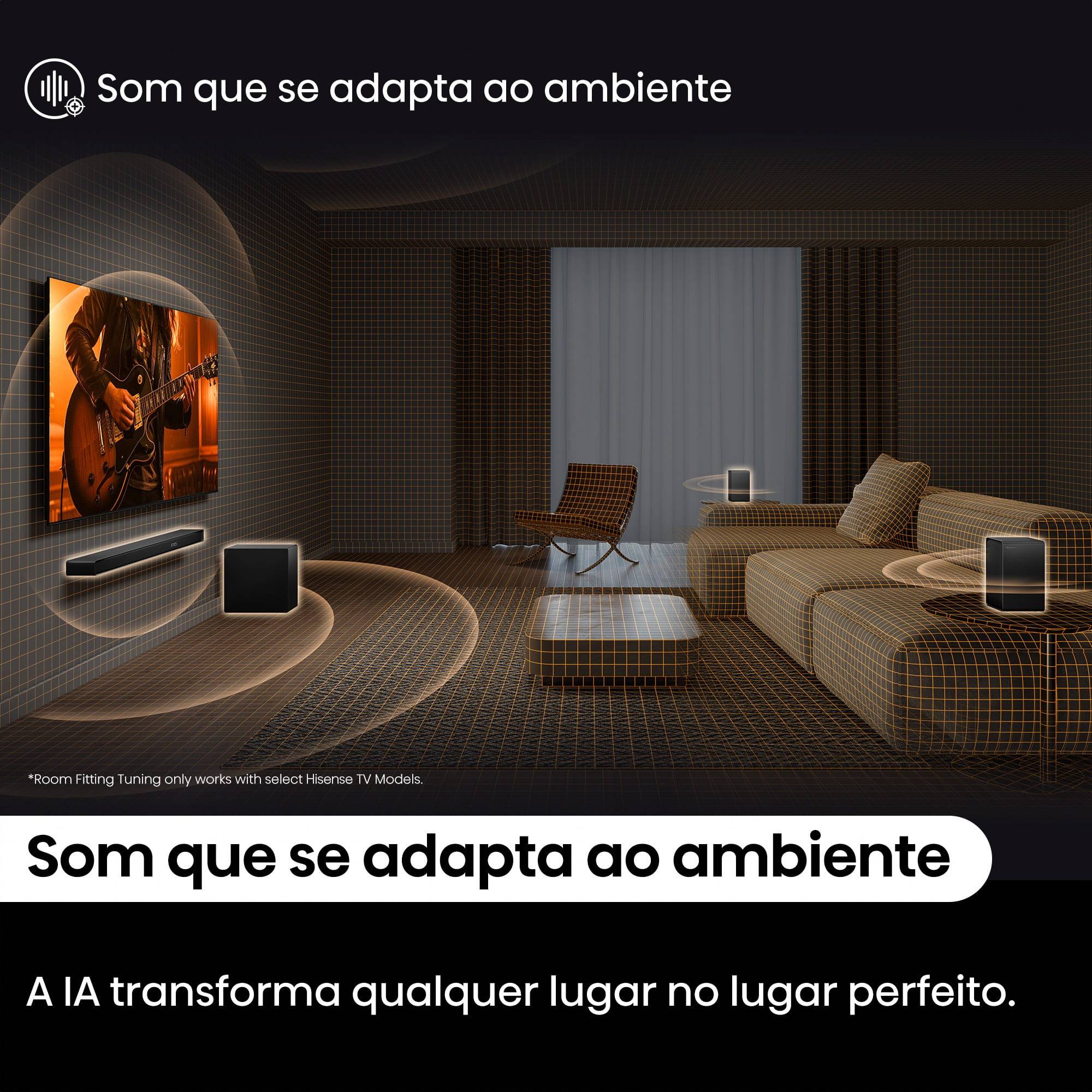 Barra de Som Hisense AX5140Q, Dolby Atmos 5.1.4, 600W, Subwoofer Sem Fios com Colunas Traseiras Preto-8