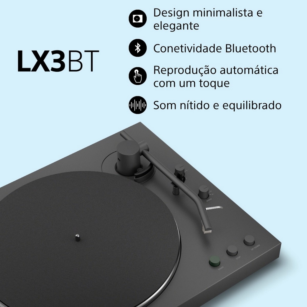 Gira-discos Sony PS-LX3BT Bluetooth e Compatibilidade com Qualcomm aptX Preto-3
