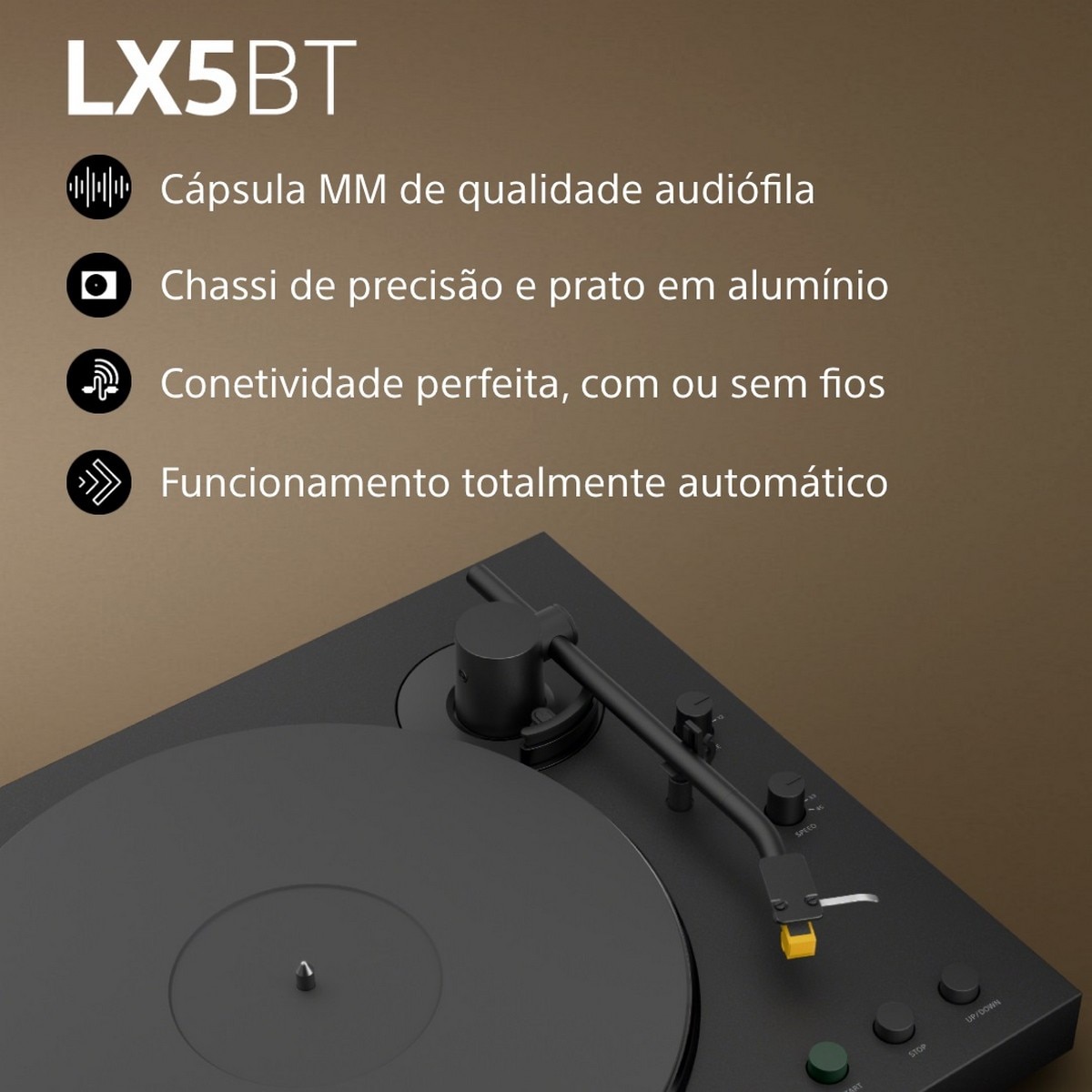 Gira-discos Sony PS-LX5BT Integração Hi-Fi Perfeita, Compatibilidade com Qualcomm aptX Preto-3