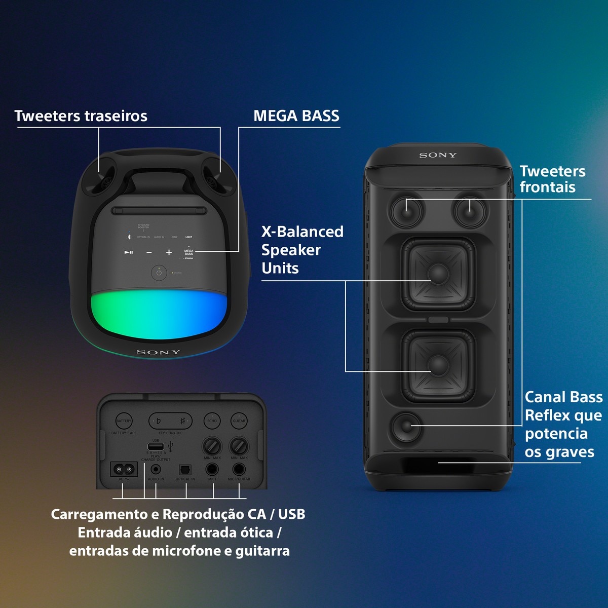 Coluna sem Fios Sony SRS-XV800 Preto-8