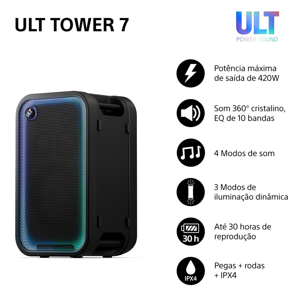 Coluna de Festa Bluetooth Sony ULT TOWER 7 SRS-ULT700 Preto-4