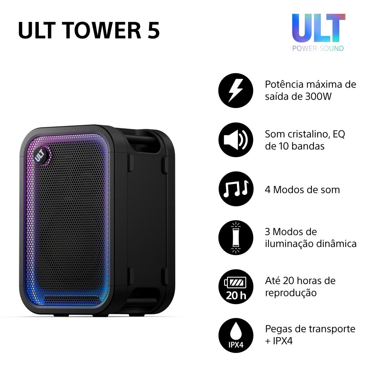 Coluna de Festa Bluetooth Sony ULT TOWER 5 SRS-ULT500 Preto-4