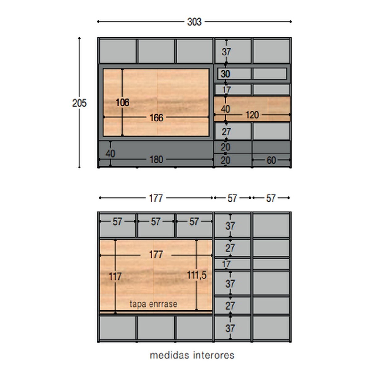 Móvel de sala Qubic 2.0-1 Preto / Carvalho-2