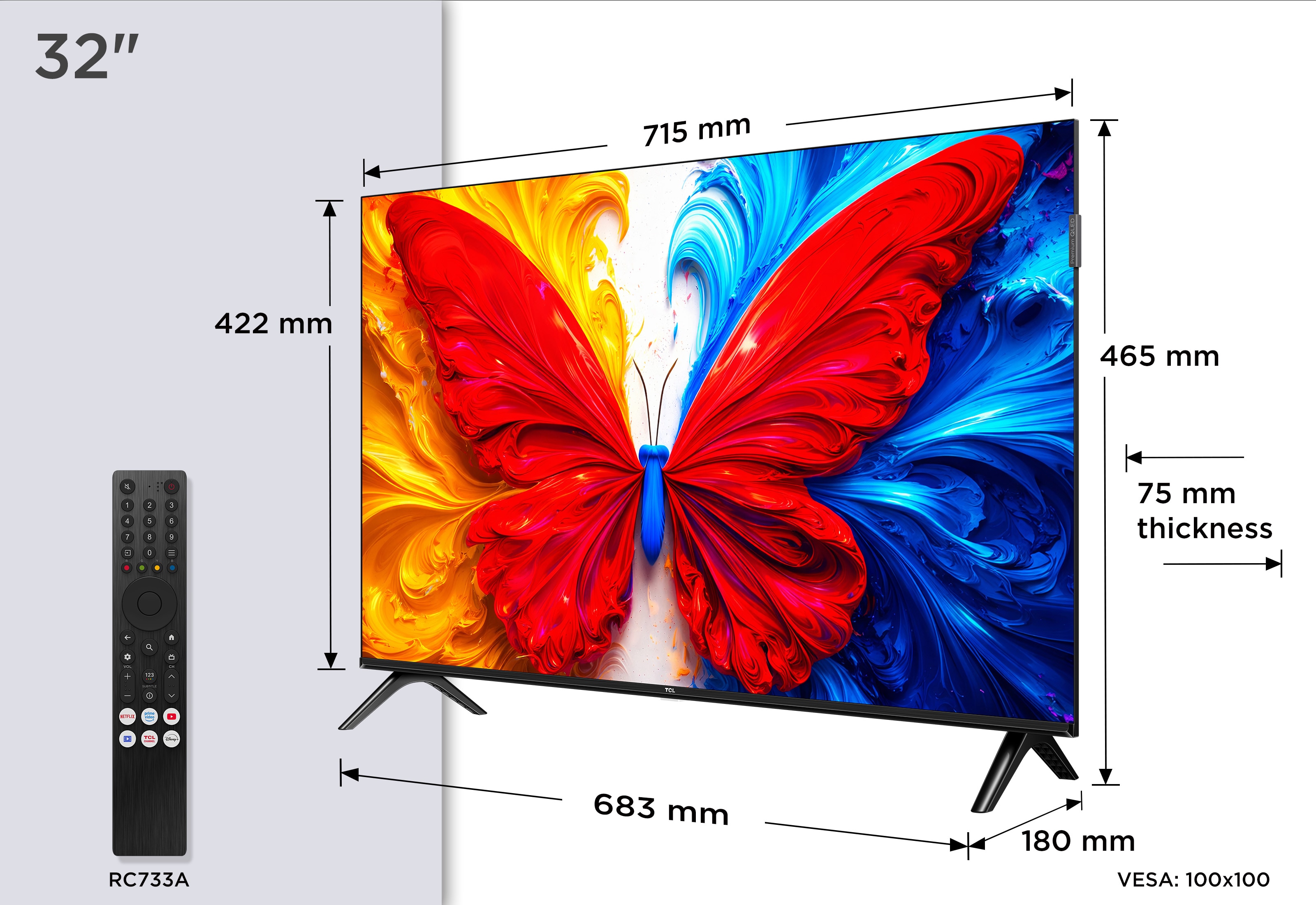 TV QLED 32" (81 cm) TCL 32S5L, Full HD, HDR, Direct LED, Android TV, Dolby Audio - Aço Escuro Aço escuro-4