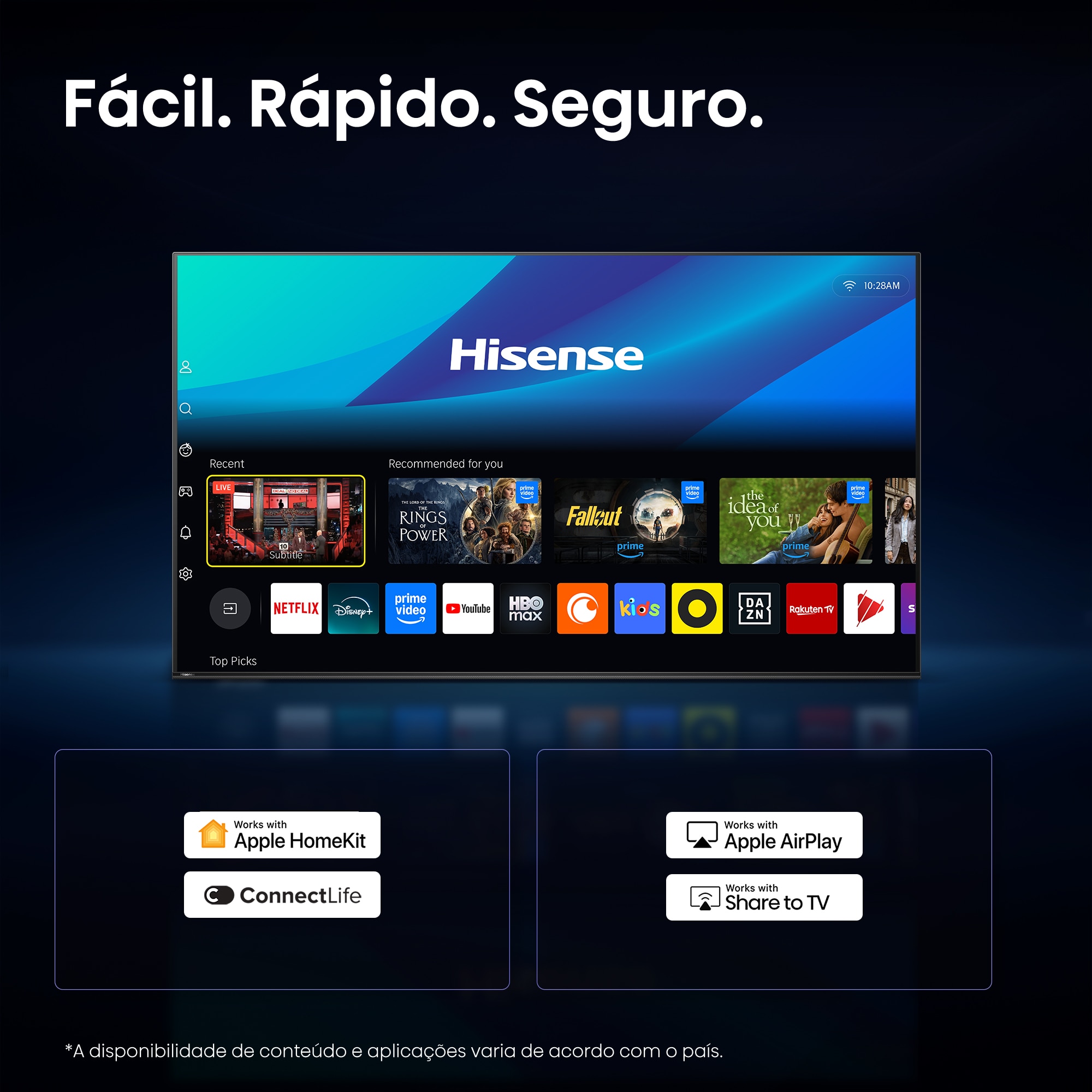 TV HI-QLED 40" (100 cm) Hisense 40A5S Full HD 4K Smart TV com IA Preto-10