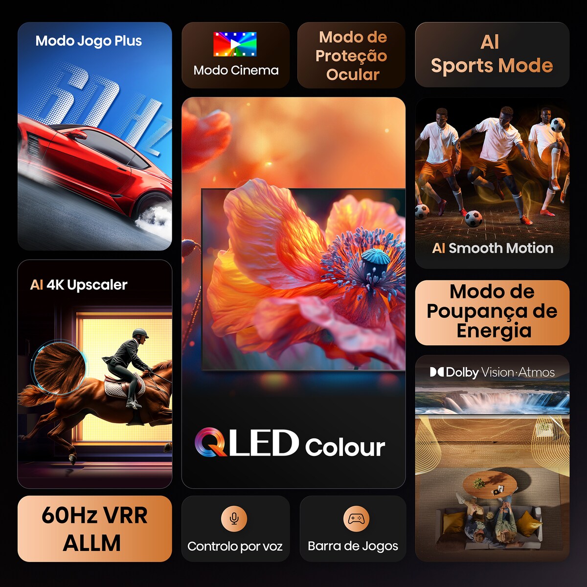 TV QLED 43" Hisense 43E7Q, Série E7Q, UHD 4K, Smart TV 5