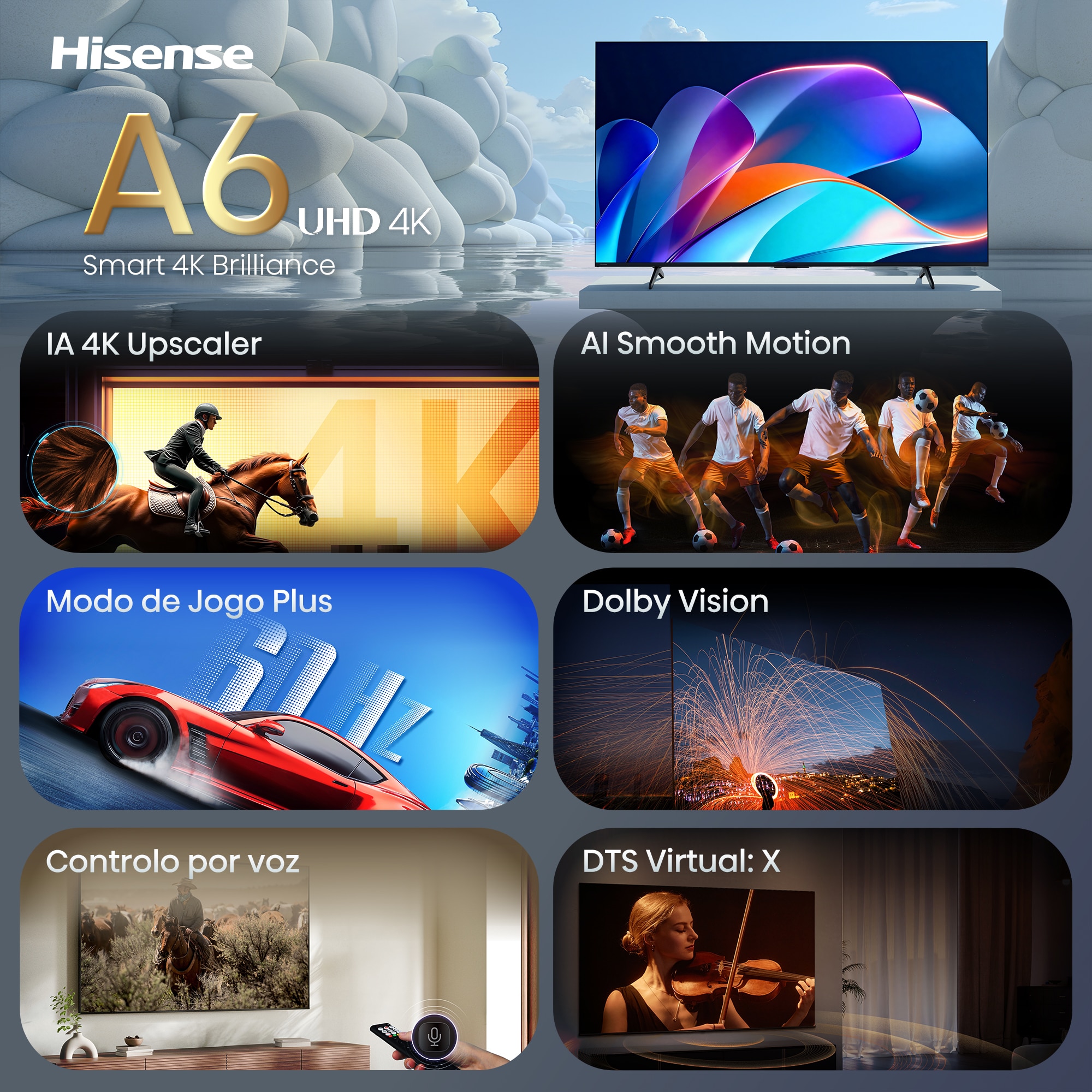 TV LED 43" (108 cm) Hisense 43A6S UHD 4K Smart TV com IA Preto-4