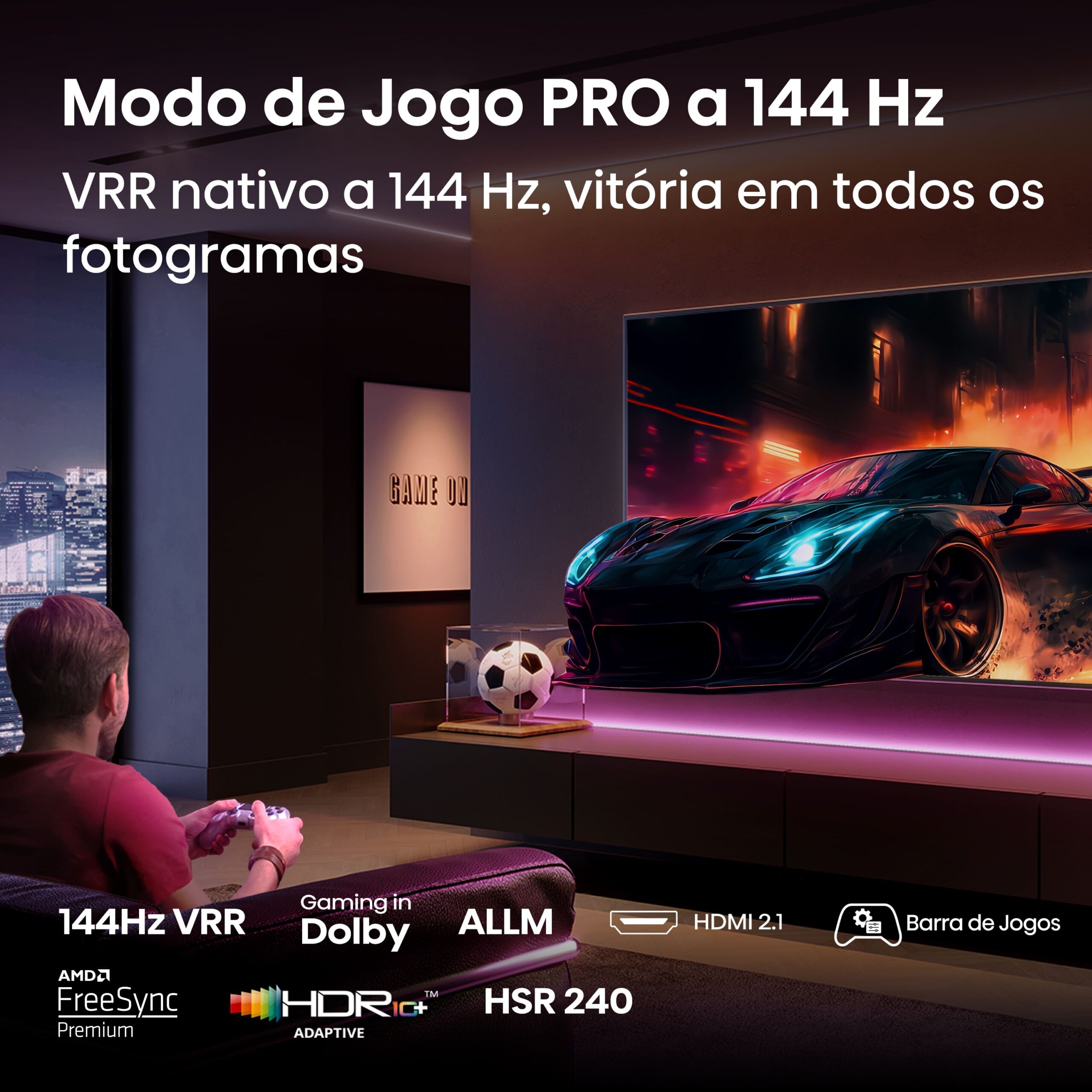 TV QLED 43" (108 cm) Hisense 43E7Q Pro SMT Smart TV Preto-4