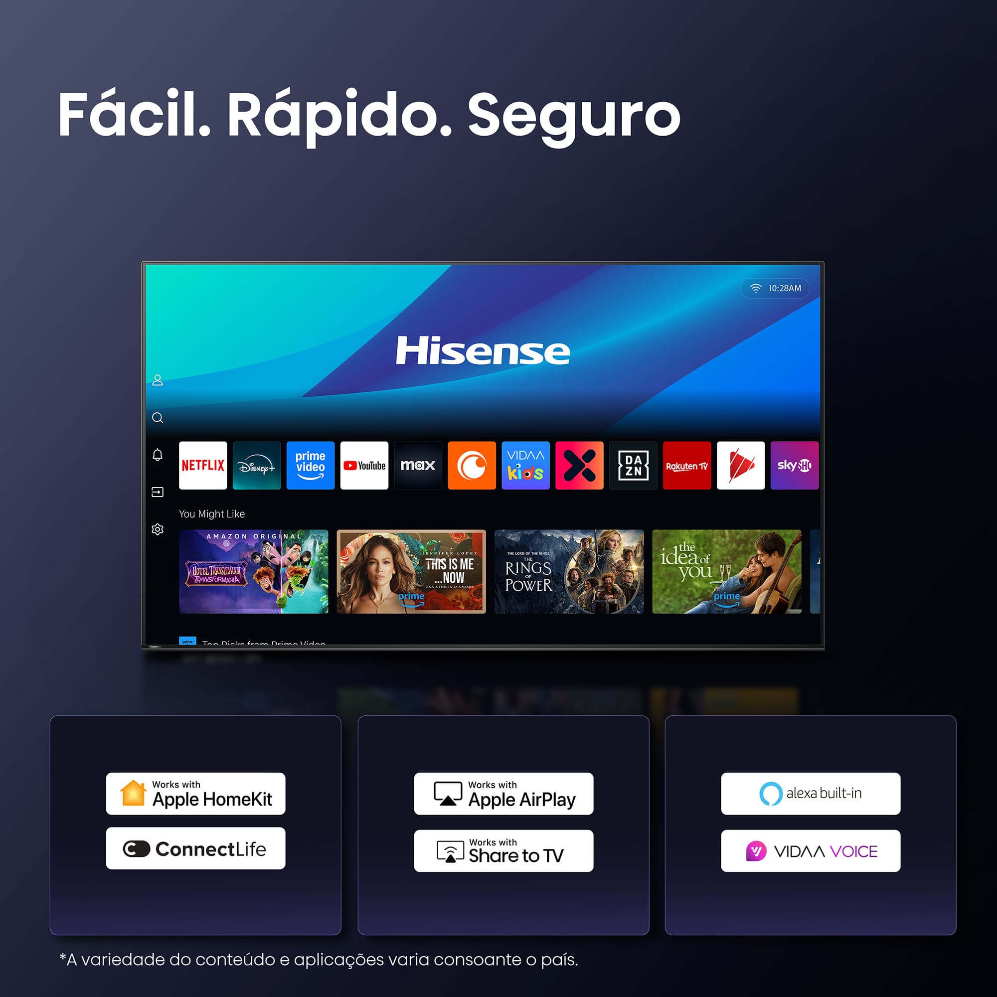 TV QLED 43" (108 cm) Hisense 43E7Q Pro SMT Smart TV Preto-10