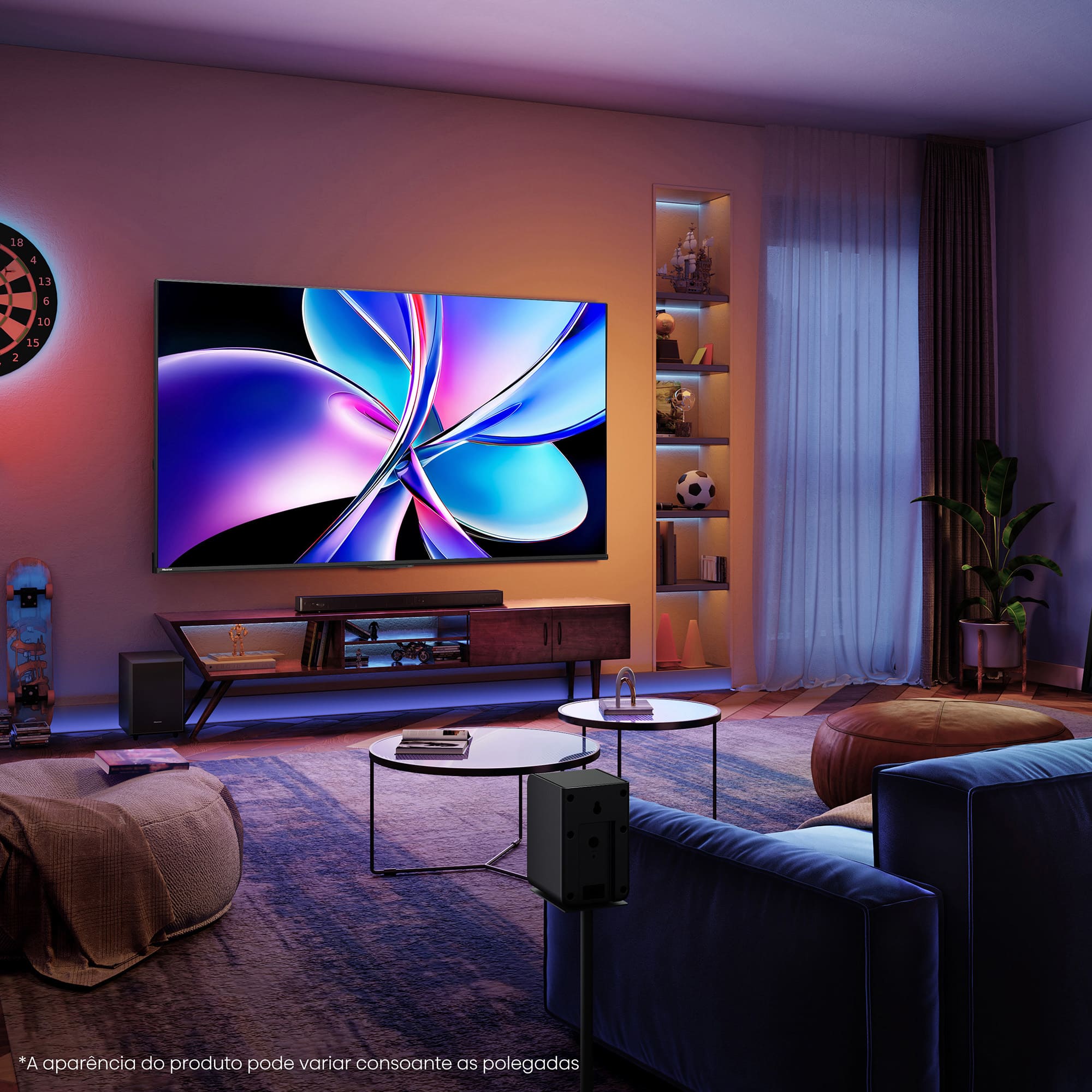 TV QLED 43" (108 cm) Hisense 43E7Q Pro SMT Smart TV Preto-14