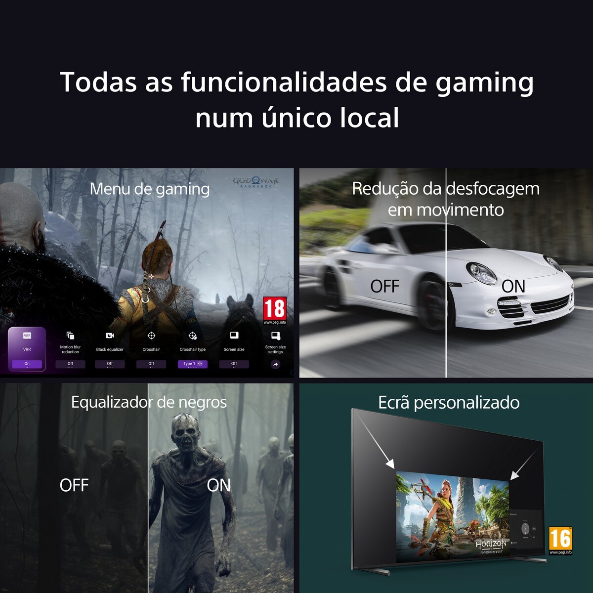 TV 55" Sony BRAVIA 8A K55XR8AB OLED, 4K HDR, 120Hz, Google TV, Smart TV, Funções para PS5, IMAX Enhanced, Dolby Vision Atmos, Chromecast 15