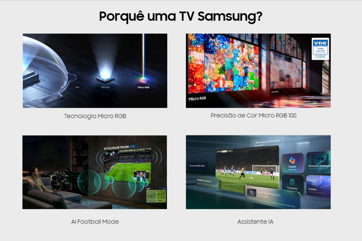 TV Micro RGB 55" (138 cm) Samsung R85H 4K TMR55R85HAUXXC Vision AI Smart TV Preto-4