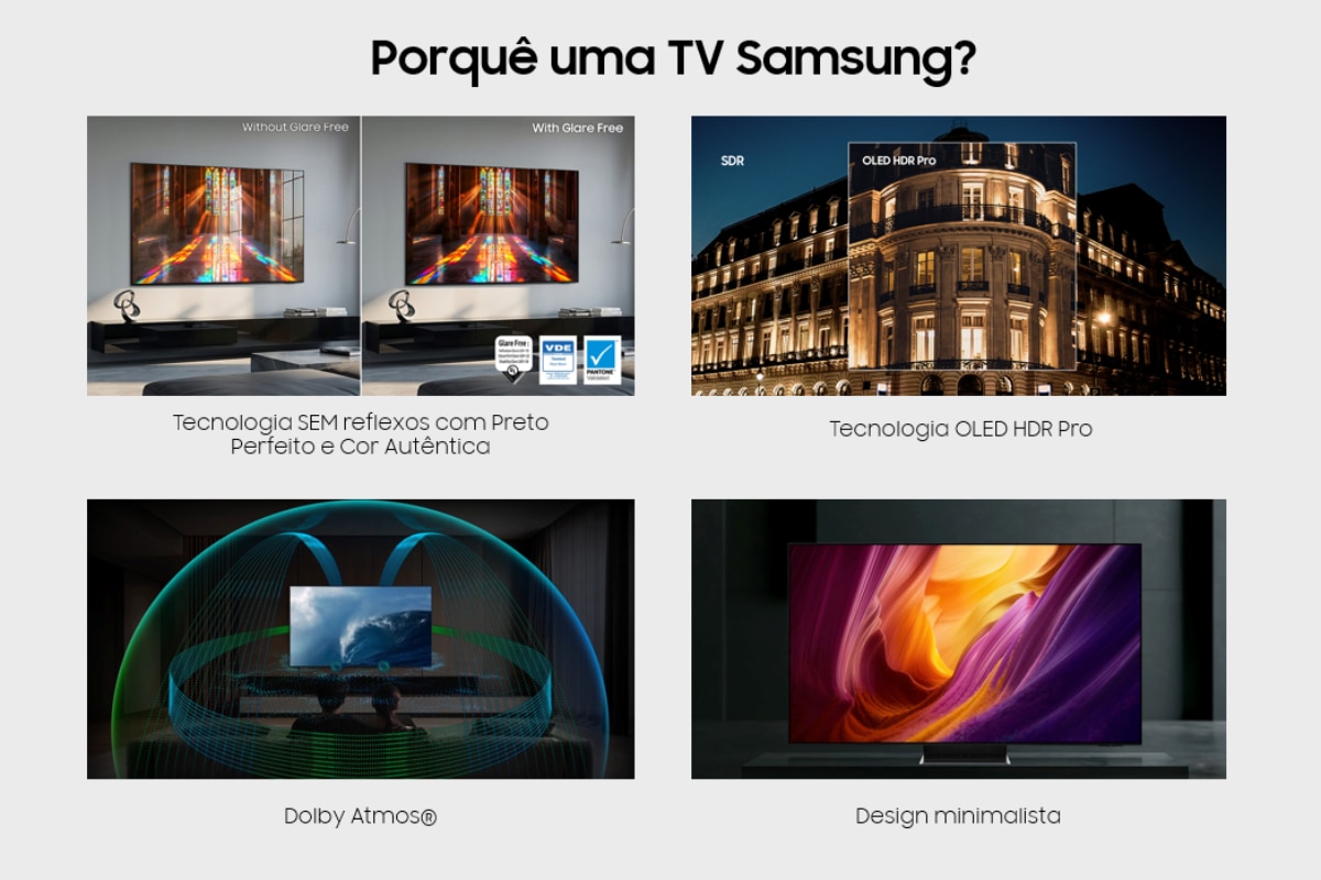 TV OLED 48" (120 cm) S95H 4K SEM Reflexos Samsung TQ48S95HAEXXC Vision AI Smart TV Preto-4