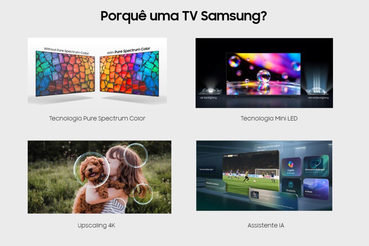 TV Mini LED 50" (125 cm) M70H 4K Samsung  TU50M70HAUXXC Vision AI Smart TV Preto-4