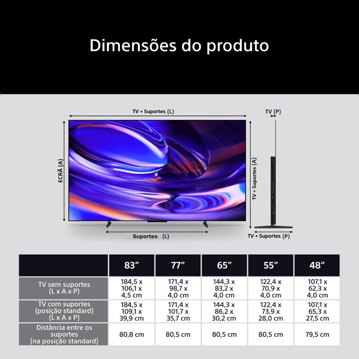 TV OLED 48" Sony BRAVIA 6 48A65 4K HDR, Dolby, Vision/Atmos, Google TV/Cast, Apple Airplay, Game Menu, Ideal PS5, 120 Hz Preto-12