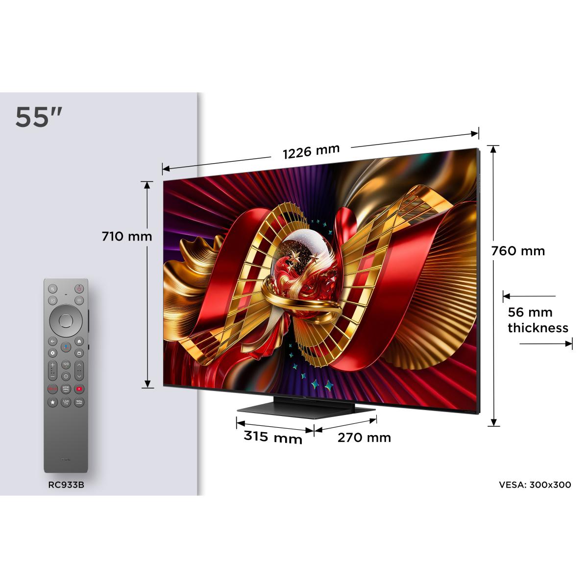 TV SQD-MiniLED 55" (139 cm) TCL 55C8L, 4K HDR 3000 nits, Google TV, 144 Hz, Dolby Vision & Atmos, Áudio da Bang & Olufsen - Aço Escuro Aço escuro-2