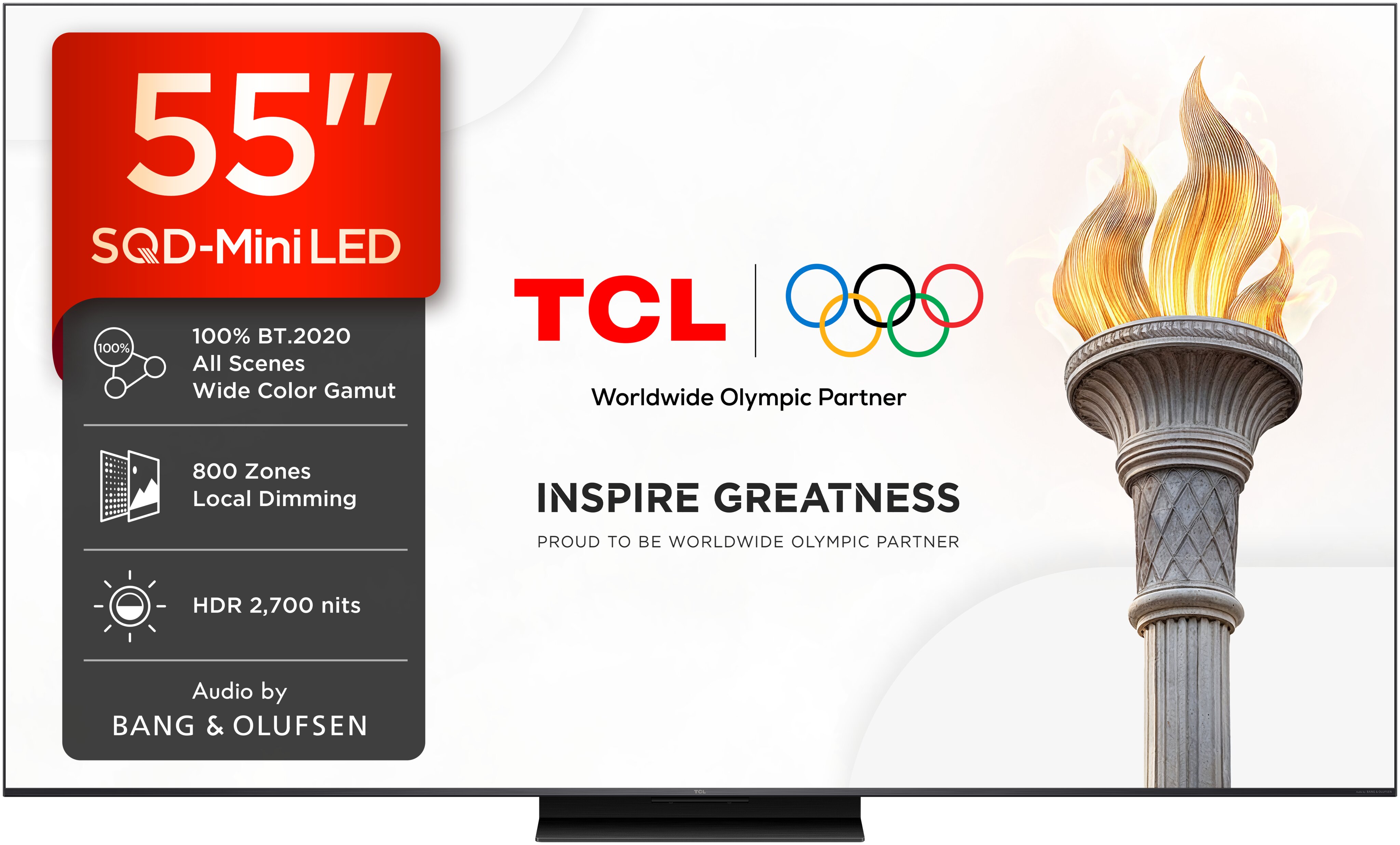 TV SQD-MiniLED 55" (139 cm) TCL 55C7L, 4K HDR 2700 nits, Google TV, 144 Hz, Dolby Vision & Atmos, áudio da Bang & Olufsen - Aço Escuro Aço escuro-3