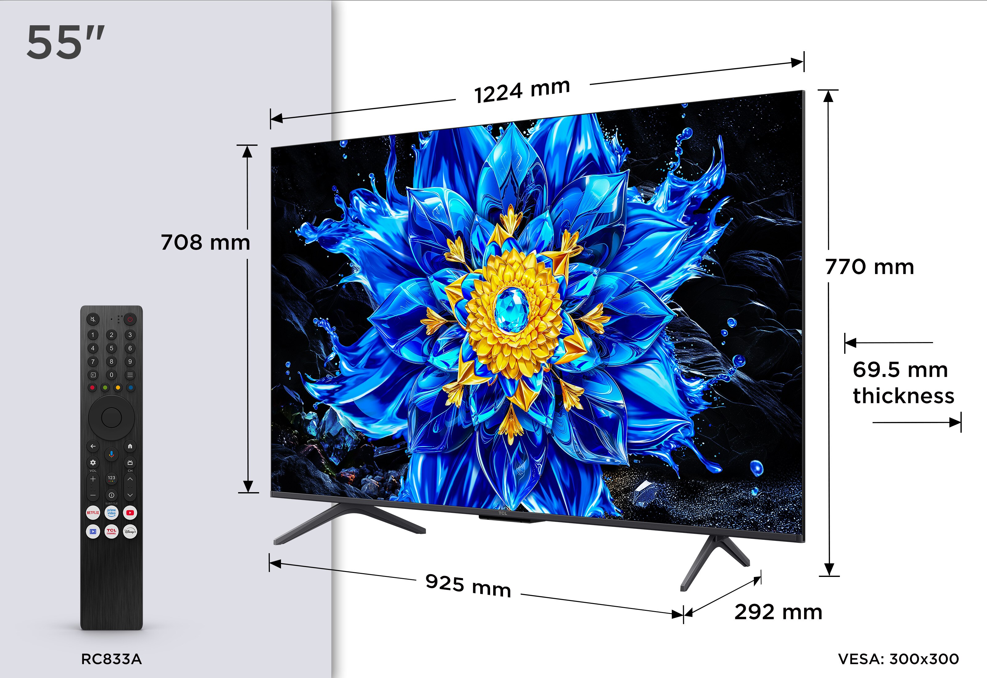 TV QD-MiniLED 55" (139 cm) TCL 55P8L, 4K HDR, Google TV, 144 Hz VRR, Dolby Vision & Atmos - Aço Escuro Aço escuro-4
