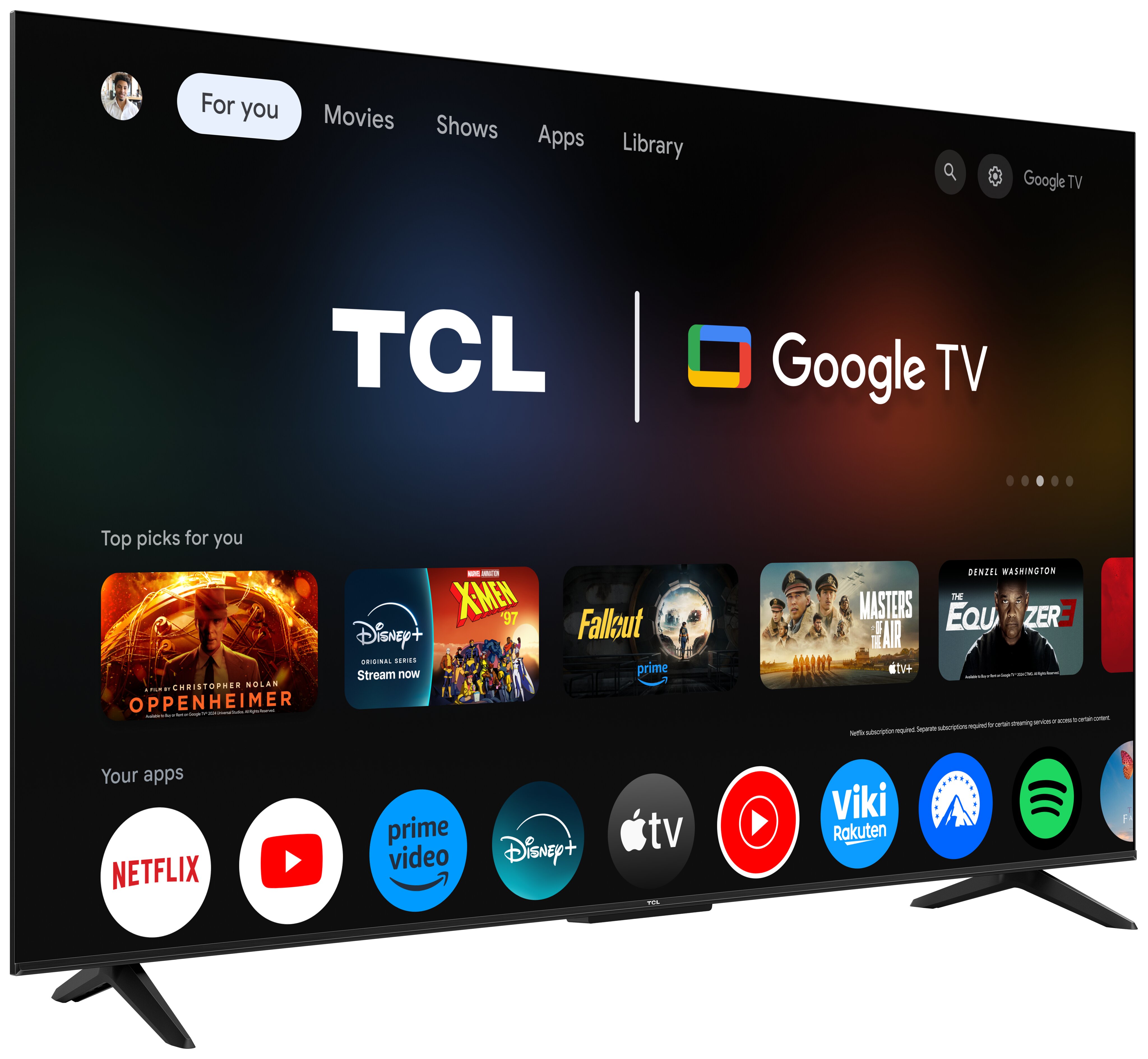 TV QLED 55" (139 cm) TCL 55T69C, 4K HDR, Direct LED, Google TV, Dolby Vision & Atmos, HDR10+, Game Master, VRR - Aço Escuro Aço escuro-3