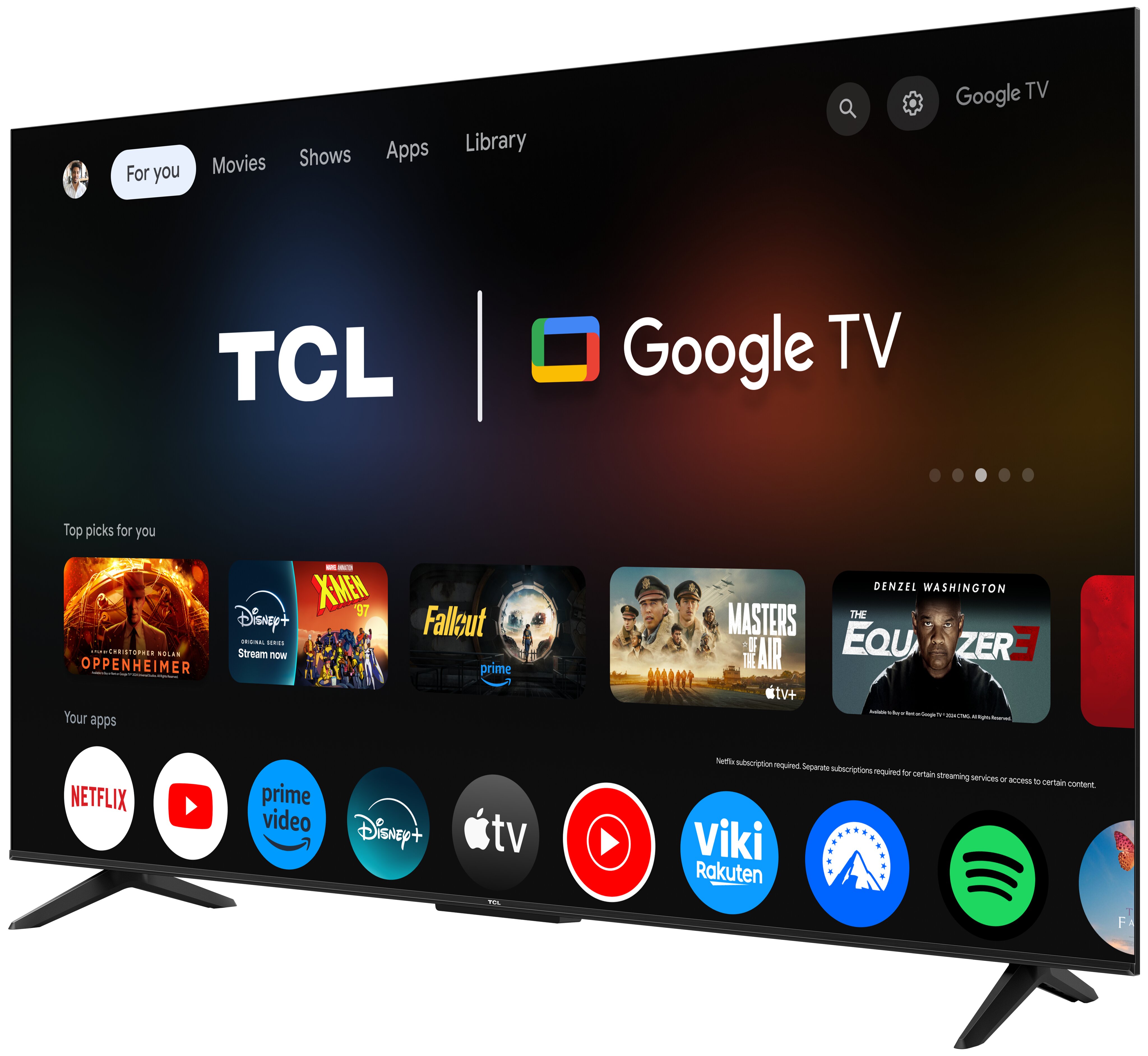 TV QLED 55" (139 cm) TCL 55T69C, 4K HDR, Direct LED, Google TV, Dolby Vision & Atmos, HDR10+, Game Master, VRR - Aço Escuro Aço escuro-4
