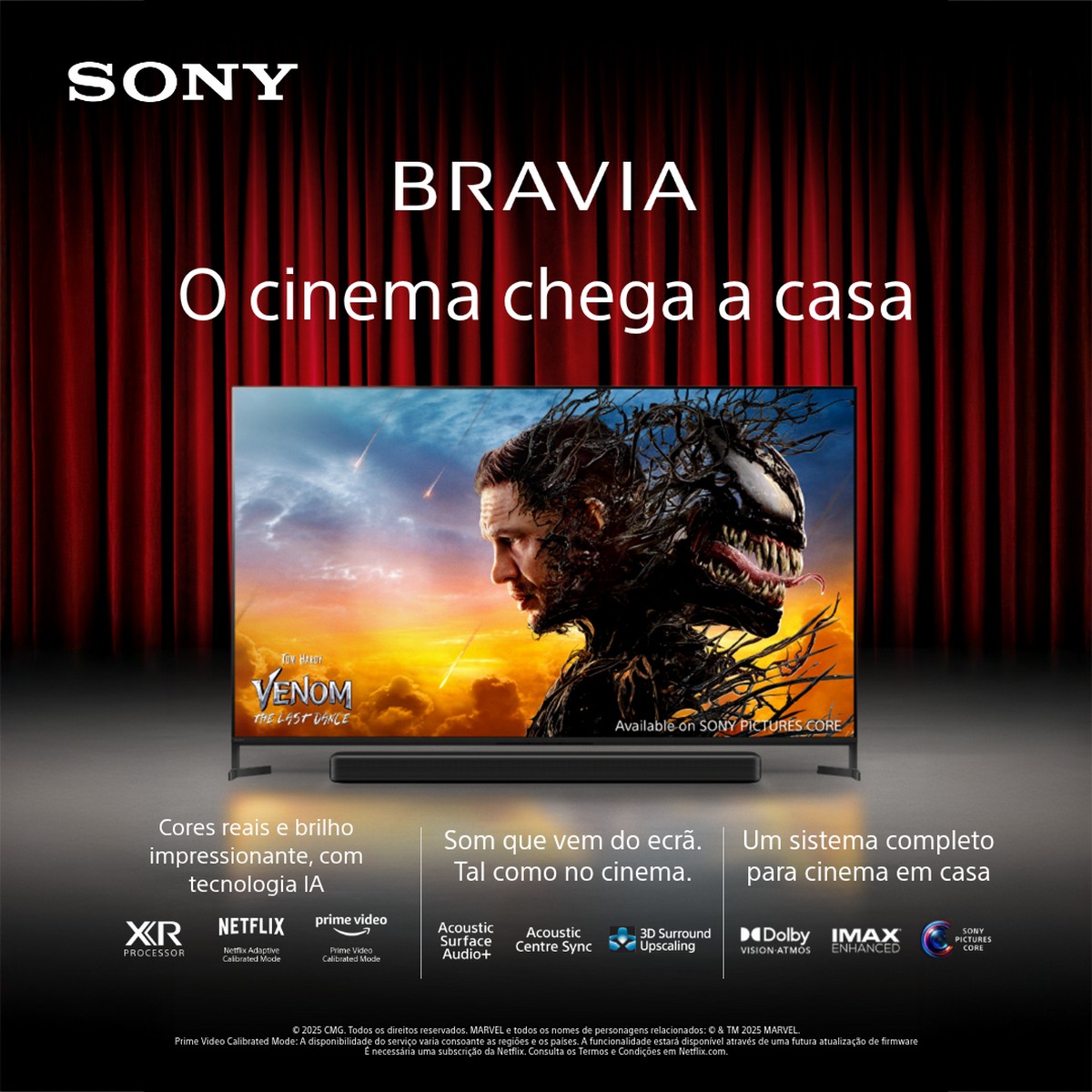TV LED Sony (75") Bravia 3 LED UHD 4K K75S35B, 189cm, Google TV, Dolby Vision, Dolby Atmos, Triluminos PRO, X-Balanced Speaker, Game Menu 3