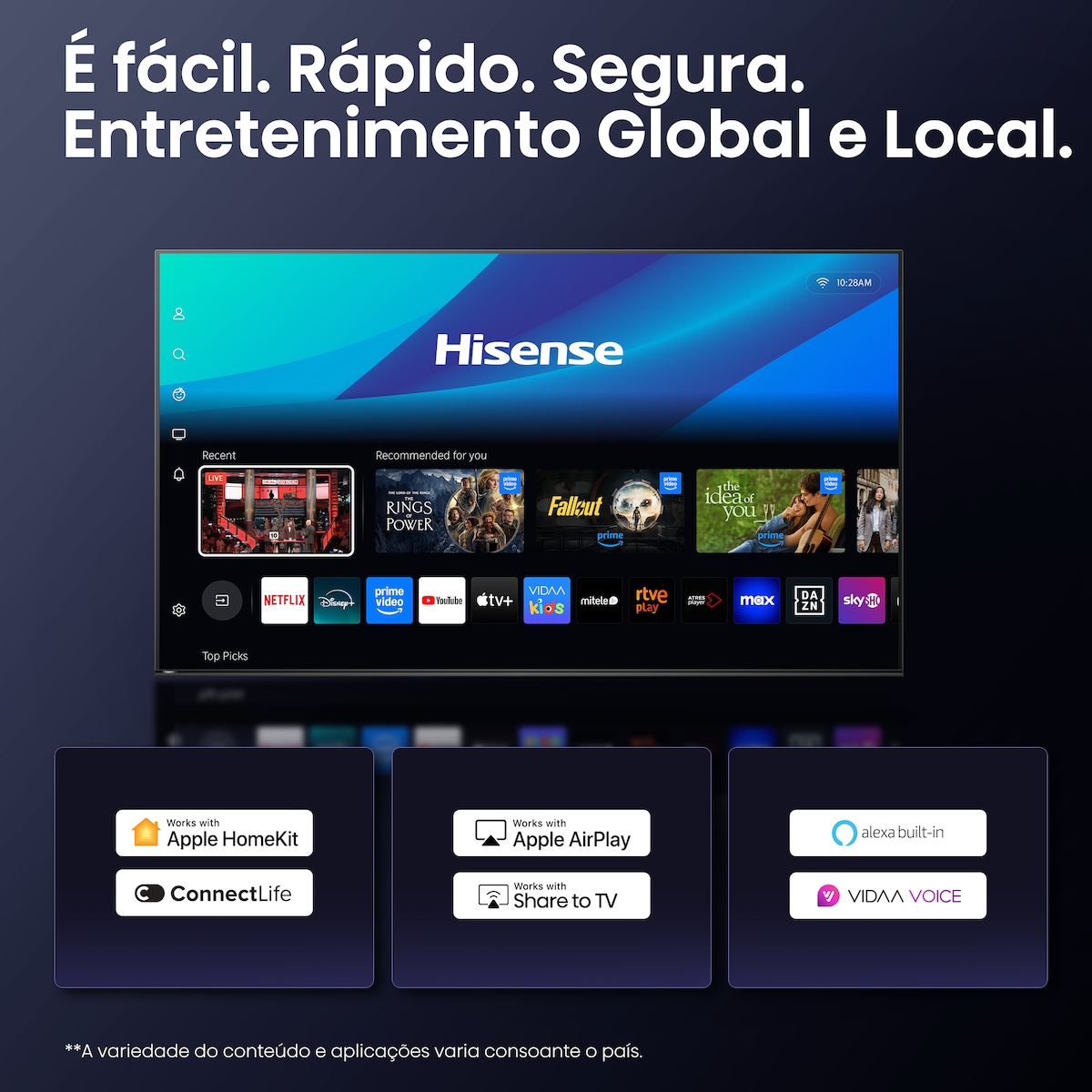 TV MiniLED 164 cm (65") Hisense 65U7Q Pro, UHD 4K, Smart TV Alumínio/Cinzento-carvão-9