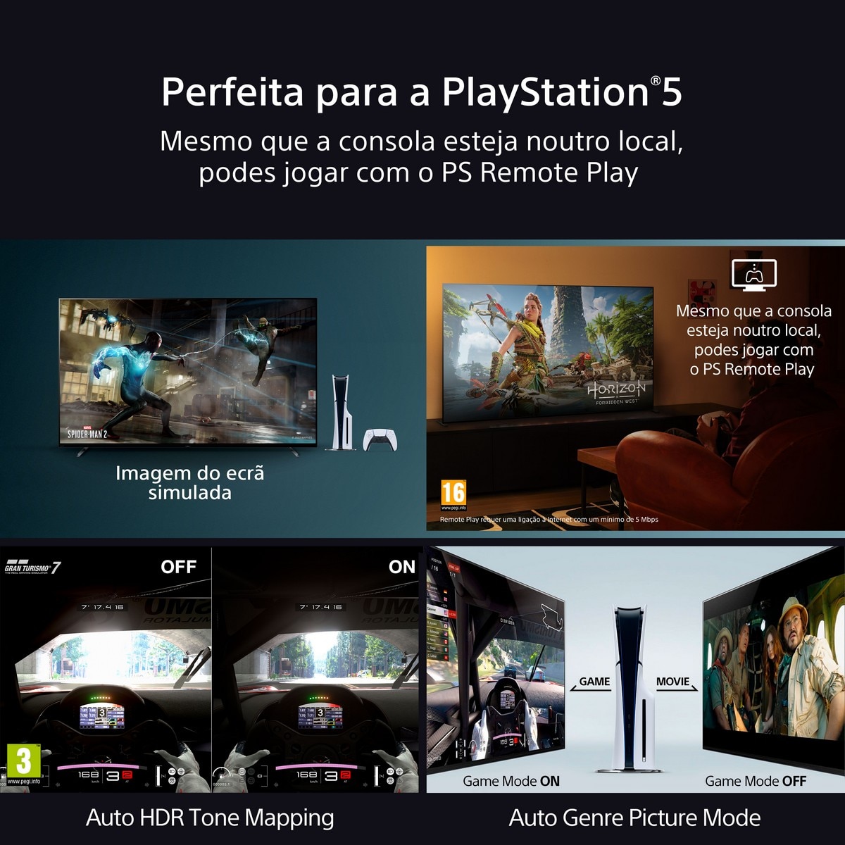 TV OLED 65" (164 cm) Sony BRAVIA 8A K65XR8AB, 4K HDR, 120Hz, Google TV, Smart TV, Funções para PS5, IMAX Enhanced, Dolby Vision Atmos, Chromecast 6