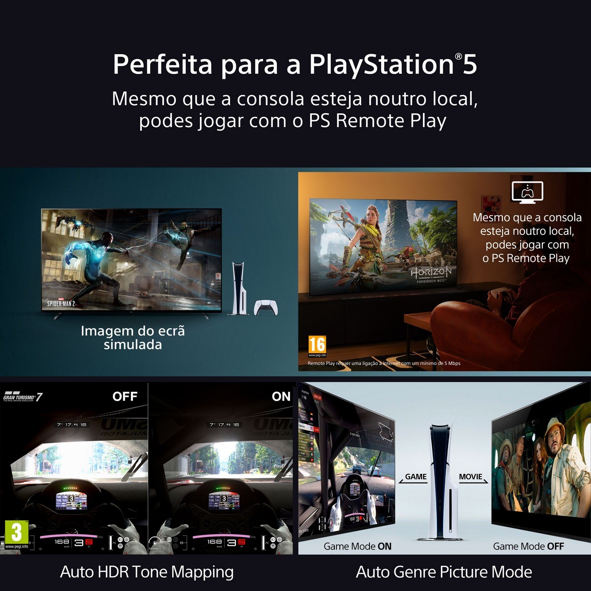 TV 65" Sony BRAVIA 8A K65XR8AB OLED, 4K HDR, 120Hz, Google TV, Smart TV, Funções para PS5, IMAX Enhanced, Dolby Vision Atmos, Chromecast 6