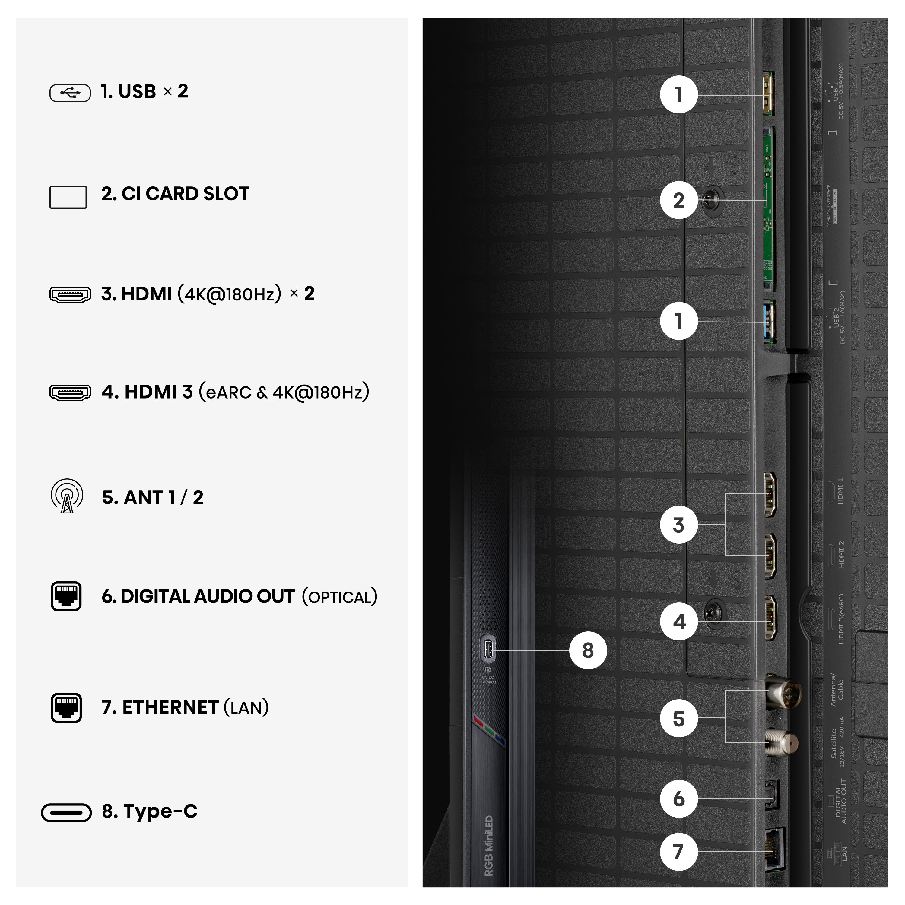 TV RGB Mini LED 75" (189 cm) Hisense 75UR9S UHD 4K Smart TV com IA Alumínio/Cinzento-carvão-13