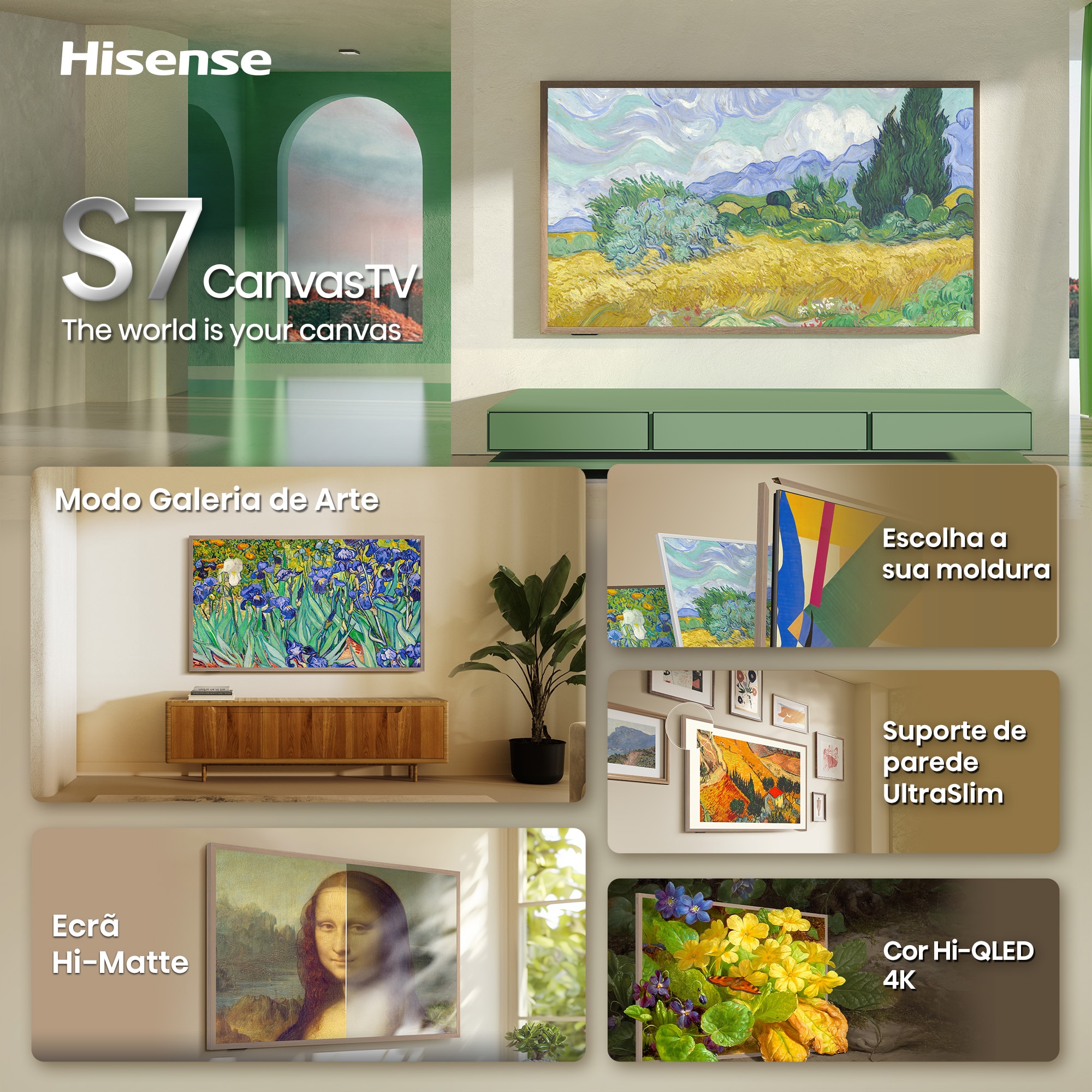 TV HI-QLED Canvas 65" (164 cm) Hisense 65S7S UHD 4K Smart TV com IA Cinzento carvão-4