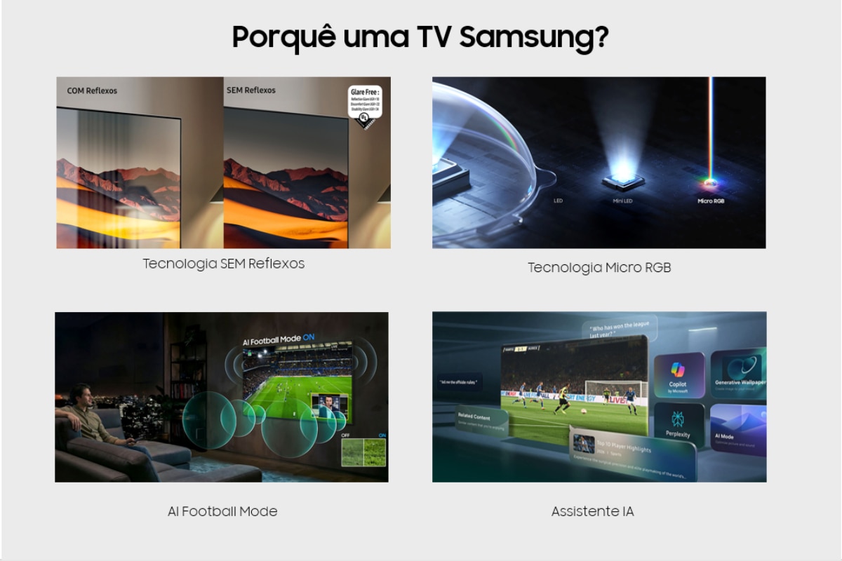 TV Micro RGB 85" (216 cm) R95H 4K Samsung TMR85R95HATXXC Vision AI Smart TV Preto-4