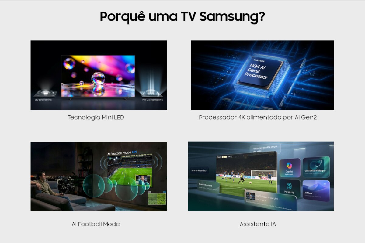 TV Mini LED 75" (189 cm) Samsung M80H 4K TU75M80HAUXXC Vision AI Smart TV Preto-4
