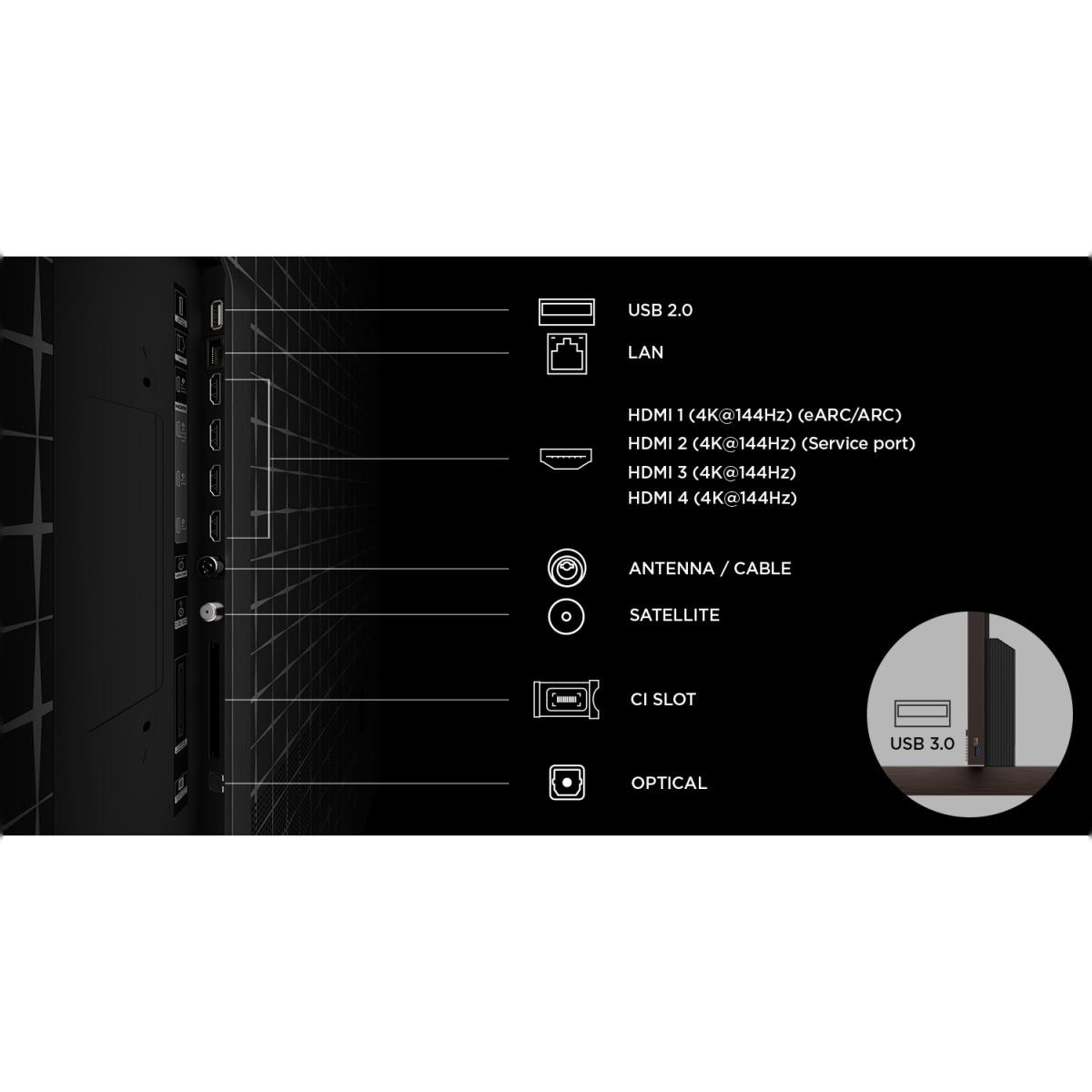 TV SQD-MiniLED 98" (248 cm) TCL 98X11L, 4K UHD, 10000 Nits, Smart Google TV, 144Hz, Dolby Vision & Atmos, Audio by Bang & Olufsen Aço escuro-16