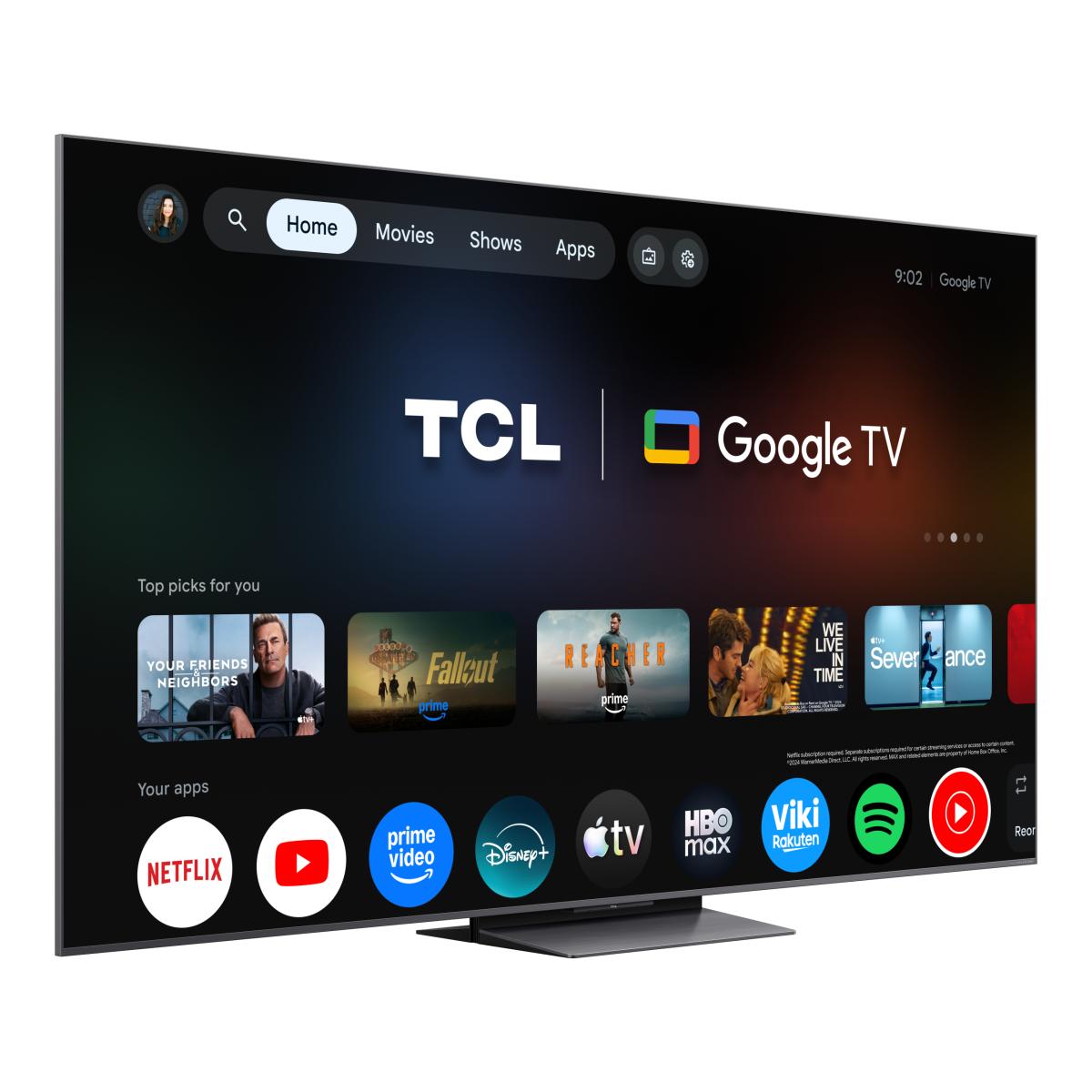 TV SQD-MiniLED 85" (215cm) TCL 85C8L, 4K HDR 6000 Nits, Google TV, 144Hz, Dolby Vision & Atmos, Audio by Bang & Olufsen Aço escuro-5