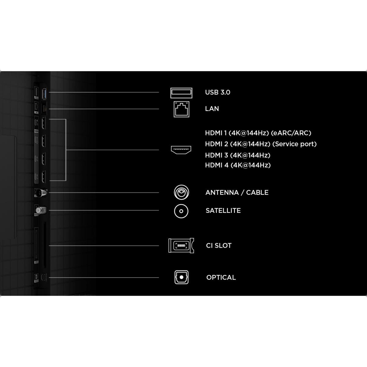 TV SQD-MiniLED 85" (215cm) TCL 85C8L, 4K HDR 6000 Nits, Google TV, 144Hz, Dolby Vision & Atmos, Audio by Bang & Olufsen Aço escuro-8