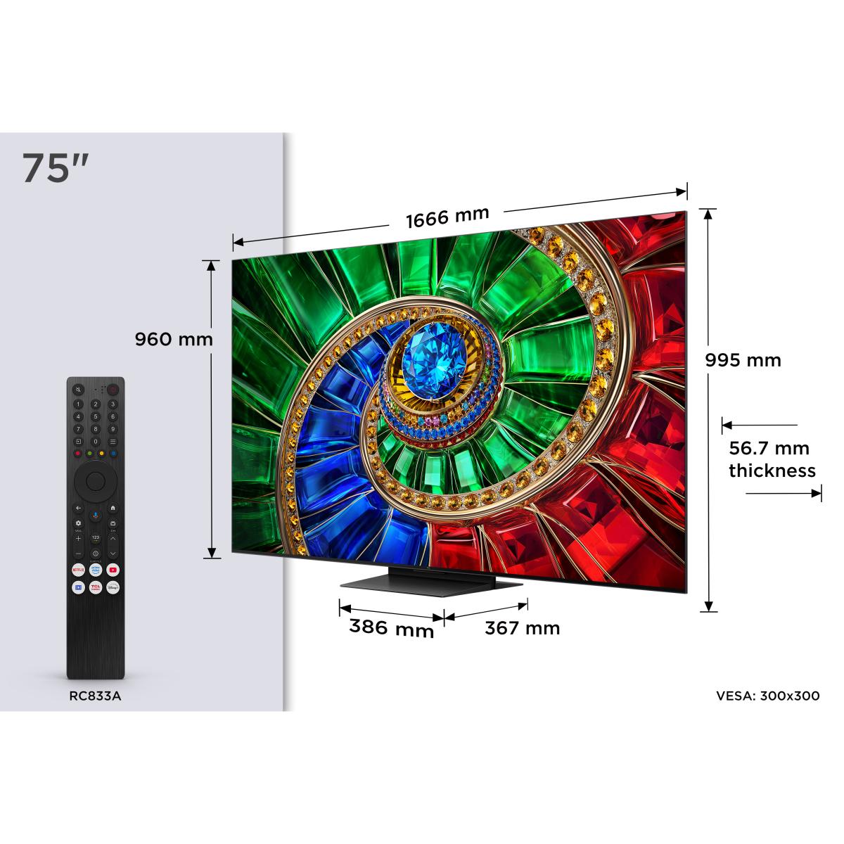 TV RGB-MiniLED 75" (189 cm) TCL 75RM7L, 4K HDR 2000 nits, Google TV, Sistema de Som 2.1 Onkyo, 144 Hz - Aço Escuro Aço escuro-2