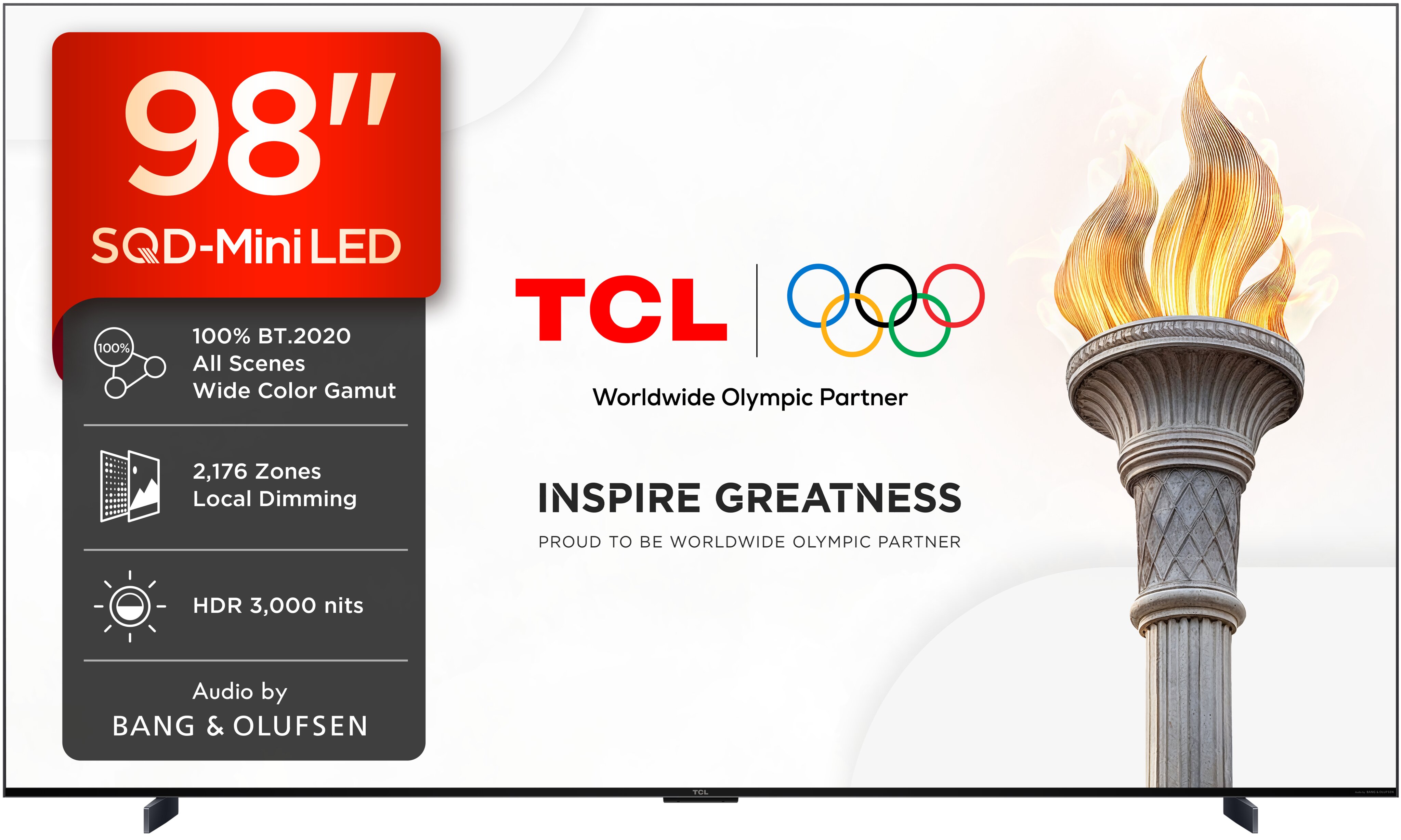 TV SQD-MiniLED 98" (248 cm) TCL 98C7L, 4K HDR 3000 nits, Google TV, 144 Hz, Dolby Vision & Atmos, Áudio da Bang & Olufsen - Aço Escuro Aço escuro-4