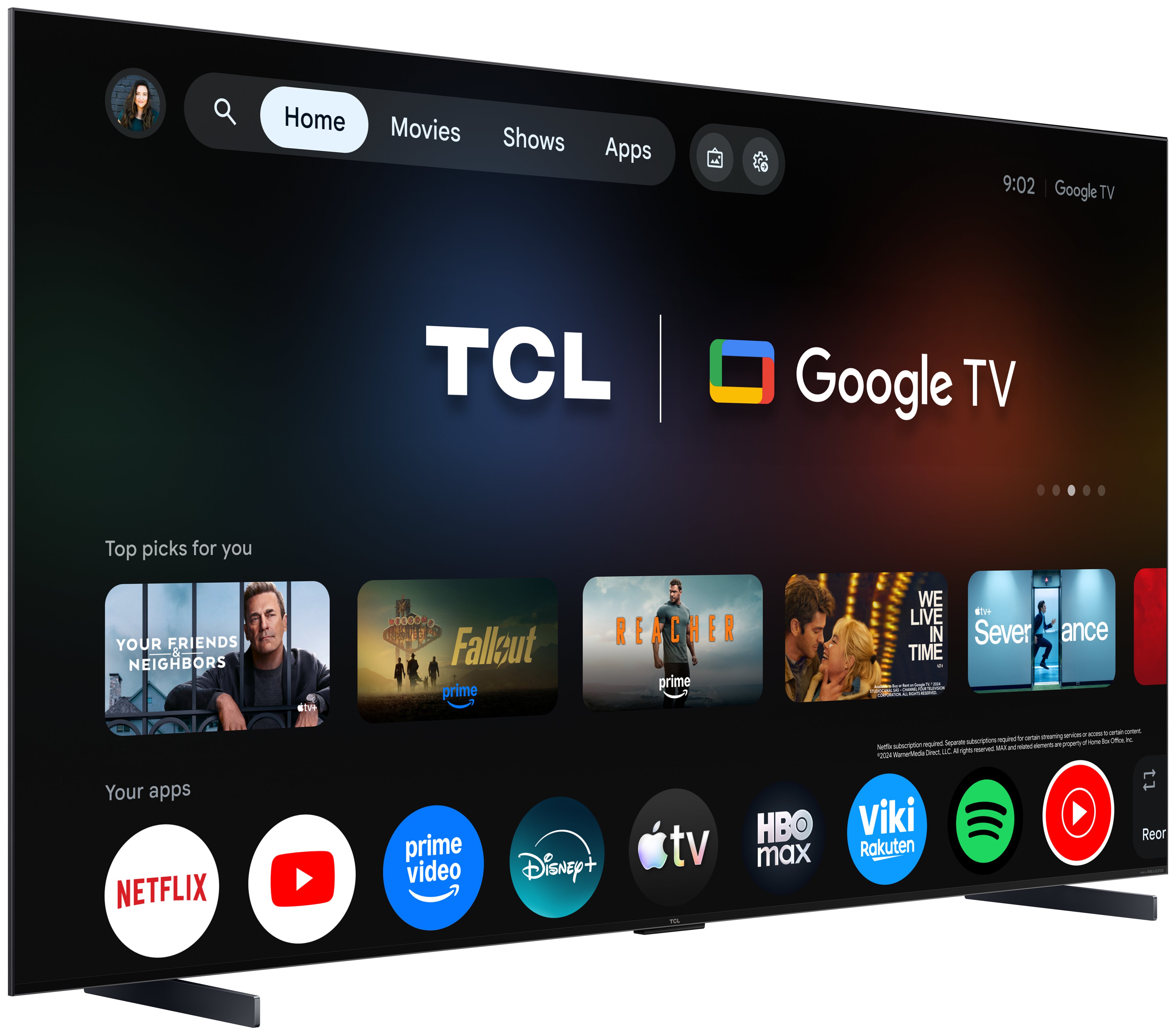 TV SQD-MiniLED 98" (248 cm) TCL 98C7L, 4K HDR 3000 nits, Google TV, 144 Hz, Dolby Vision & Atmos, Áudio da Bang & Olufsen - Aço Escuro Aço escuro-5