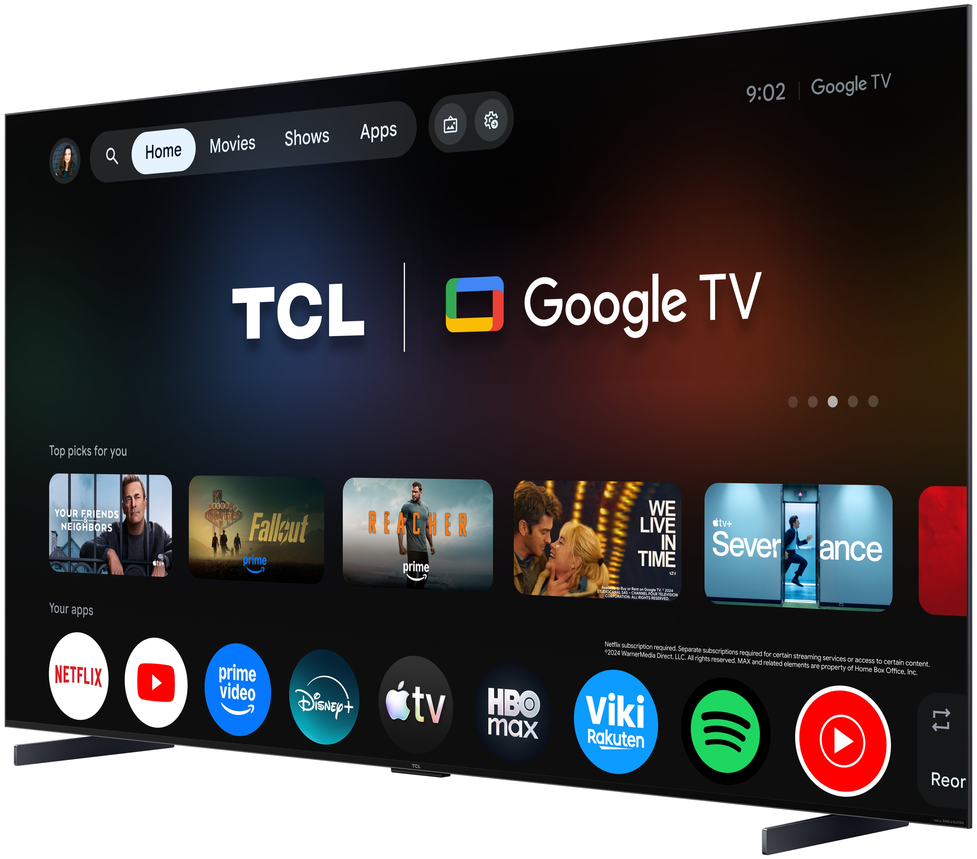 TV SQD-MiniLED 98" (248 cm) TCL 98C7L, 4K HDR 3000 nits, Google TV, 144 Hz, Dolby Vision & Atmos, Áudio da Bang & Olufsen - Aço Escuro Aço escuro-6