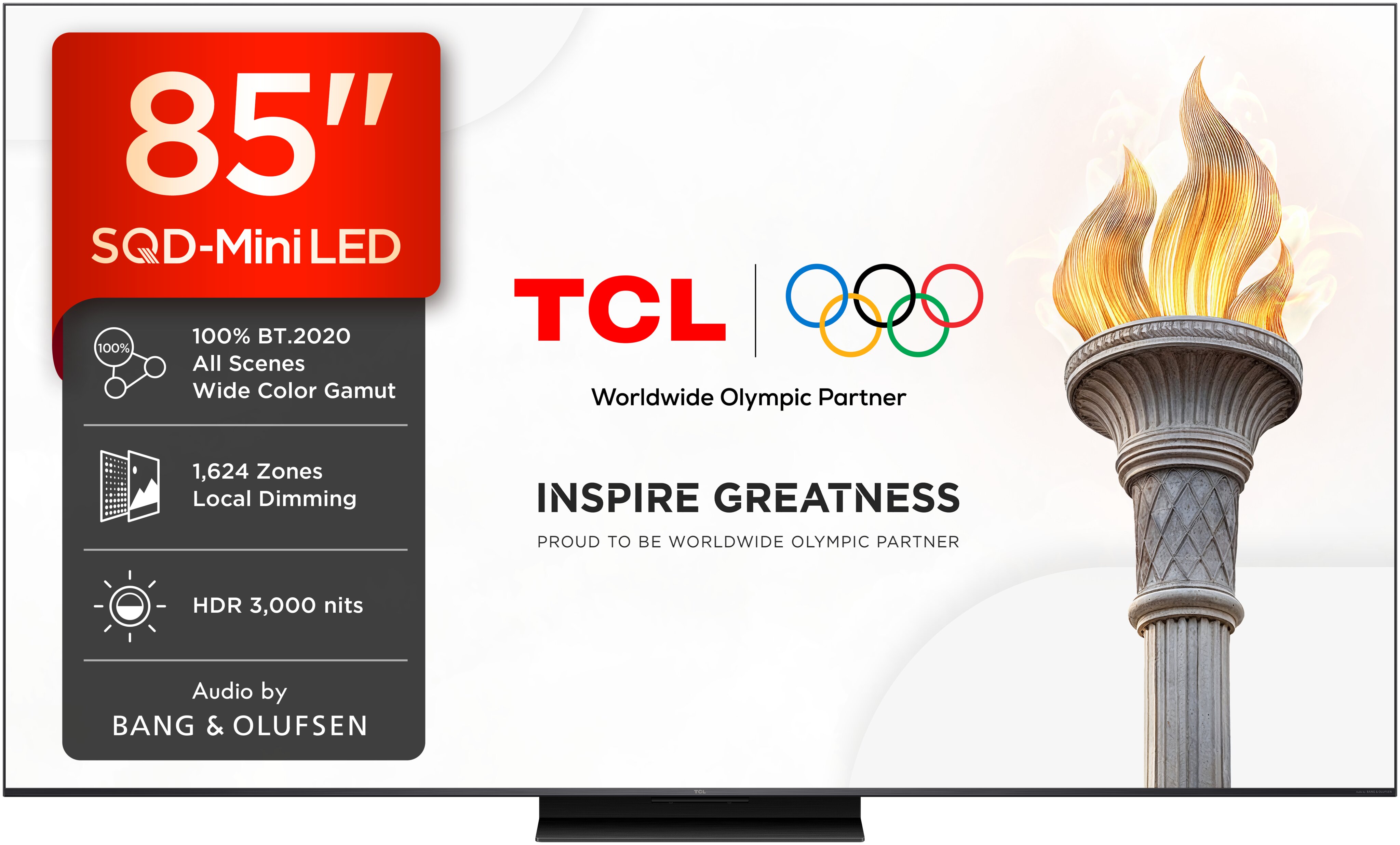 TV SQD-MiniLED 85" (215cm) TCL 85C7L, 4K HDR 3000 Nits, Google TV, 144Hz, Dolby Vision & Atmos, Audio by Bang & Olufsen Aço escuro-4