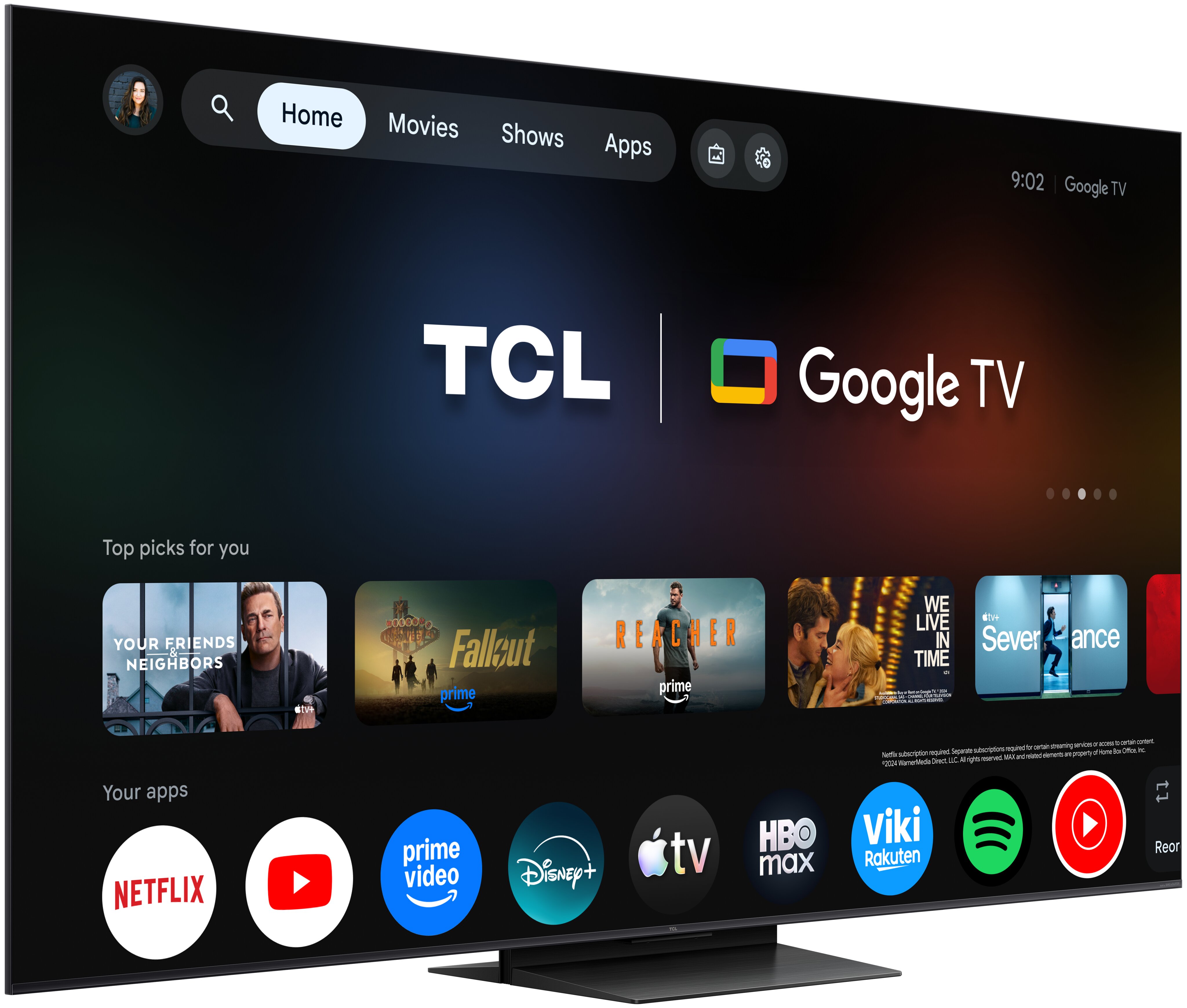 TV SQD-MiniLED 75" (189 cm) TCL 75C7L, 4K HDR 3000 nits, Google TV, 144 Hz, Dolby Vision & Atmos, Áudio da Bang & Olufsen - Aço Escuro Aço escuro-5