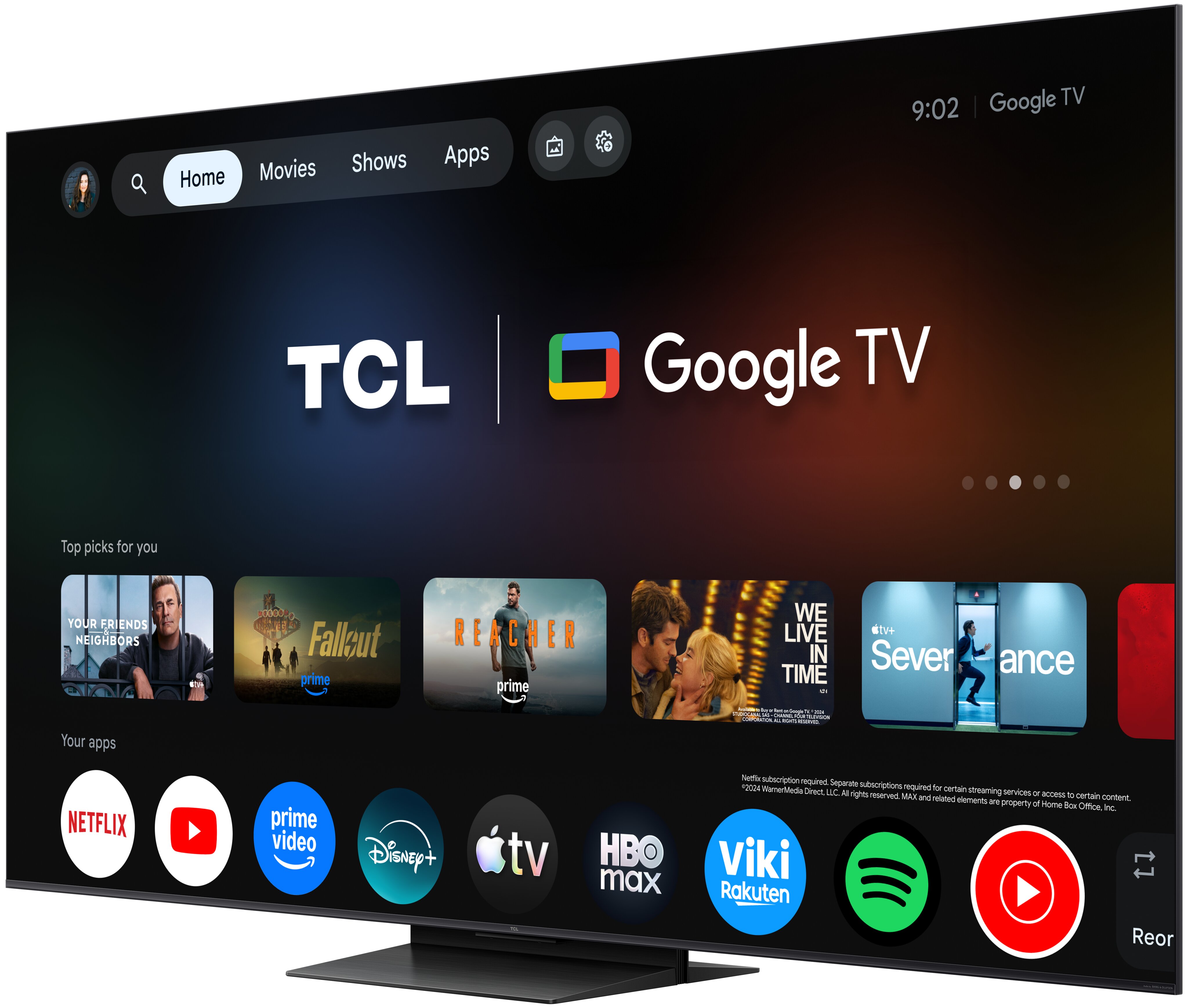 TV SQD-MiniLED 75" (189 cm) TCL 75C7L, 4K HDR 3000 nits, Google TV, 144 Hz, Dolby Vision & Atmos, Áudio da Bang & Olufsen - Aço Escuro Aço escuro-6