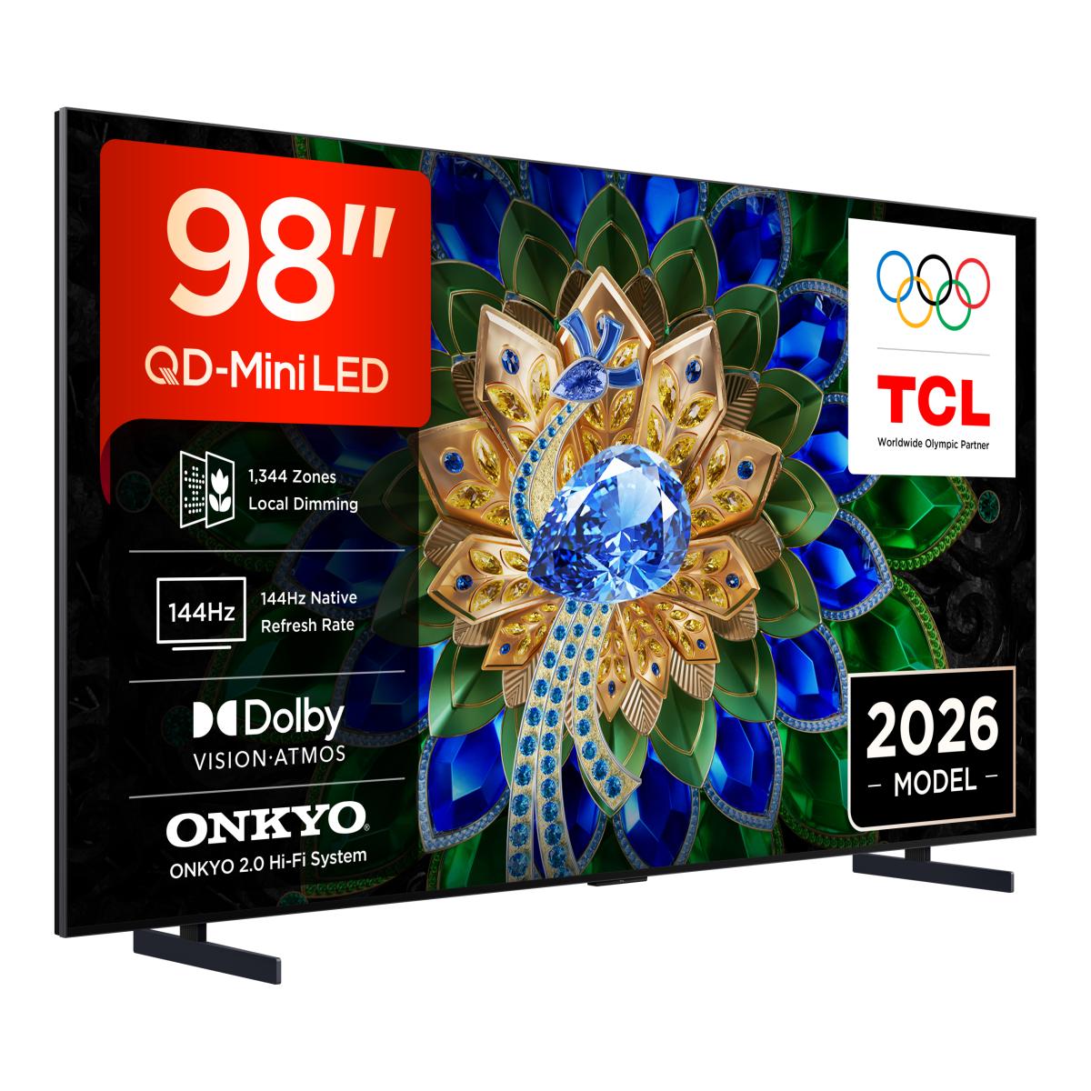 Imagem 0 de TV QD-MiniLED 98" (248 cm) TCL 98A400U, 4K HDR 2500 nits, Google TV, Dolby Vision IQ & Atmos, Sistema de Som 2.0 Onkyo, 144 Hz, AirPlay 2 - Aço Escuro