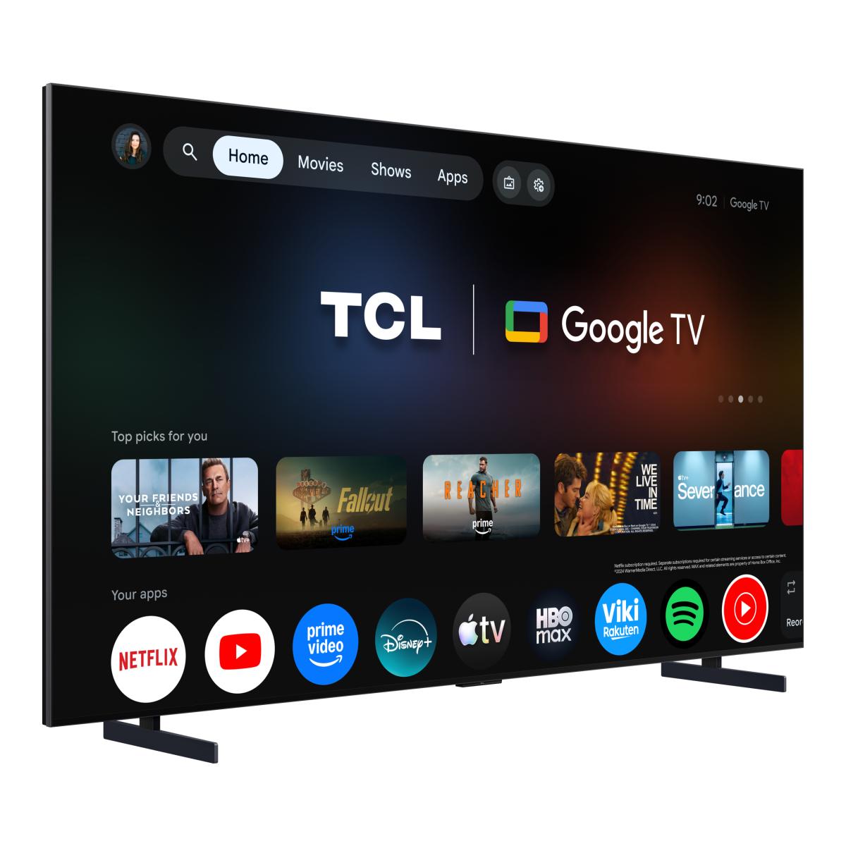 TV QD-MiniLED 98" (248 cm) TCL 98A400U, 4K HDR 2500 nits, Google TV, Dolby Vision IQ & Atmos, Sistema de Som 2.0 Onkyo, 144 Hz, AirPlay 2 - Aço Escuro Aço escuro-4