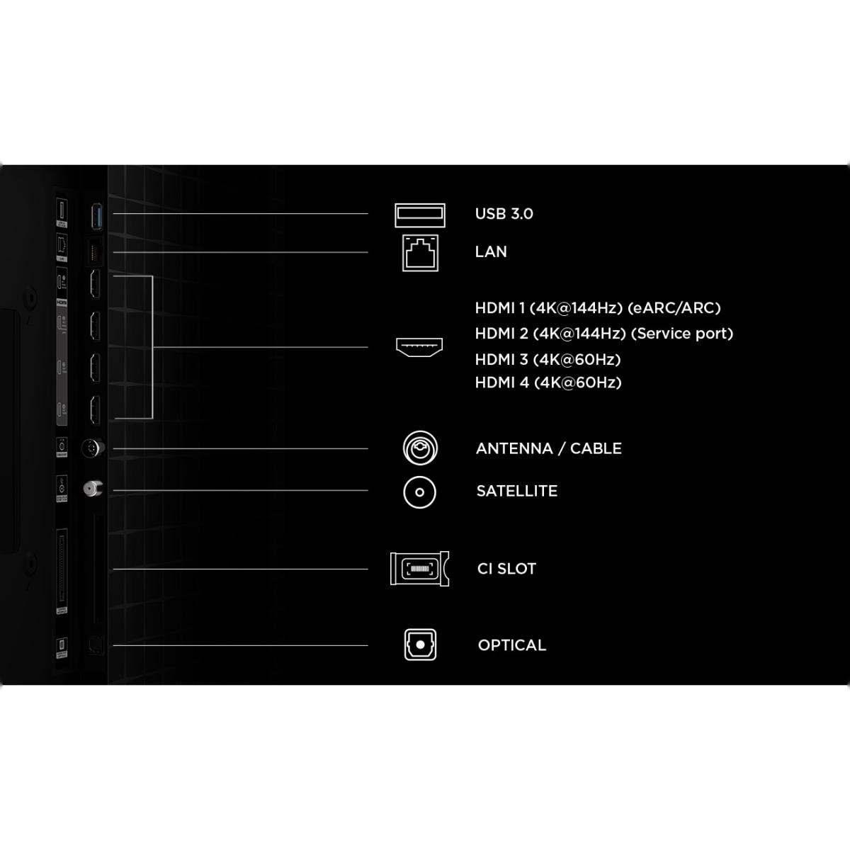TV QD-MiniLED 98" (248 cm) TCL 98A400U, 4K HDR 2500 nits, Google TV, Dolby Vision IQ & Atmos, Sistema de Som 2.0 Onkyo, 144 Hz, AirPlay 2 - Aço Escuro Aço escuro-6