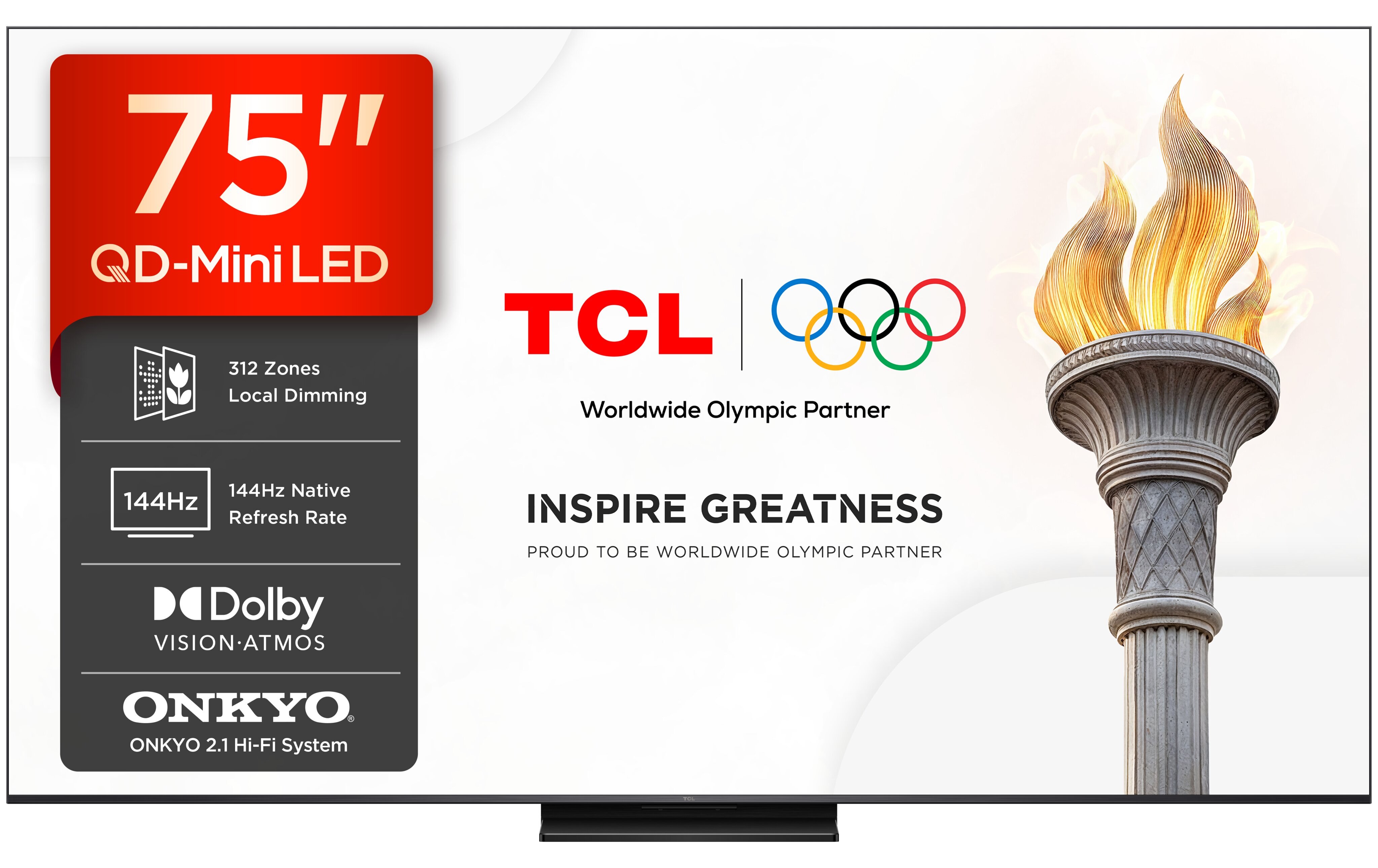 TV QD-MiniLED 75" (189 cm) TCL 75C6K PRO, 4K HDR 1000 nits, Google TV, Dolby Vision & Atmos, Sistema de Som 2.1 Onkyo, 144 Hz, AirPlay 2 Aço escuro-2