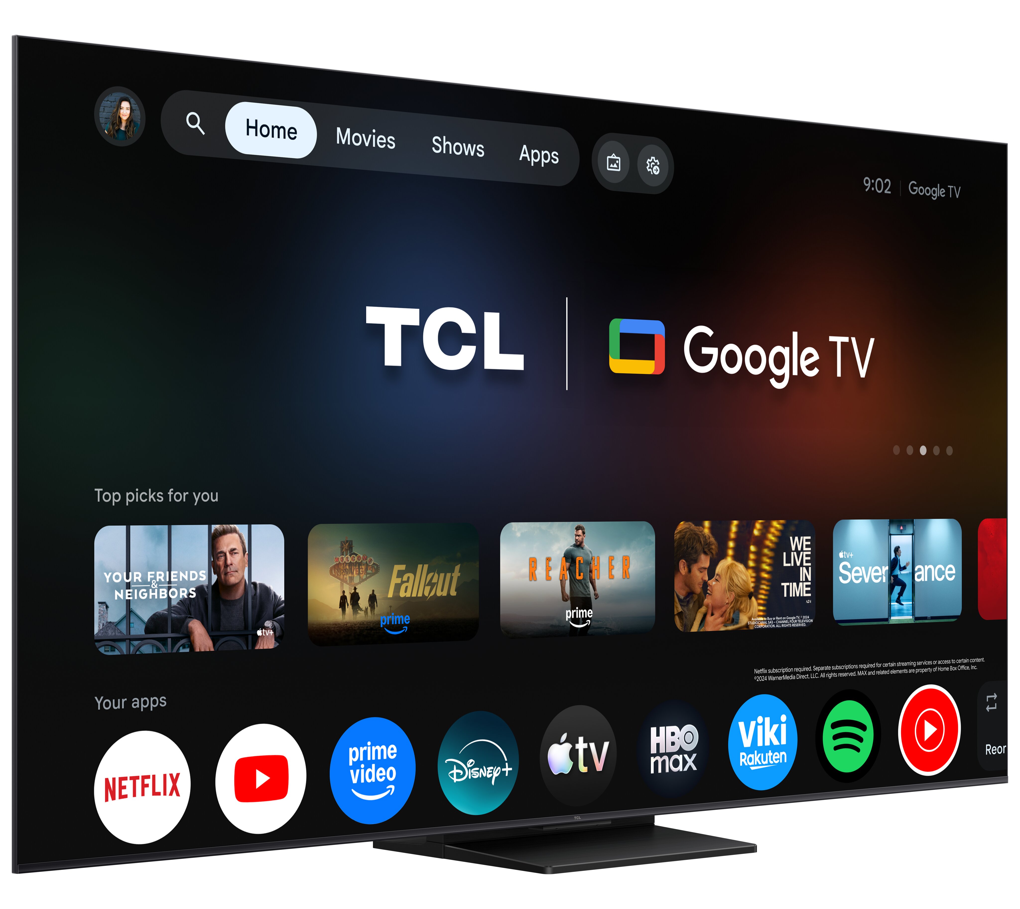 TV QD-MiniLED 75" (189 cm) TCL 75C6K PRO, 4K HDR 1000 nits, Google TV, Dolby Vision & Atmos, Sistema de Som 2.1 Onkyo, 144 Hz, AirPlay 2 Aço escuro-3